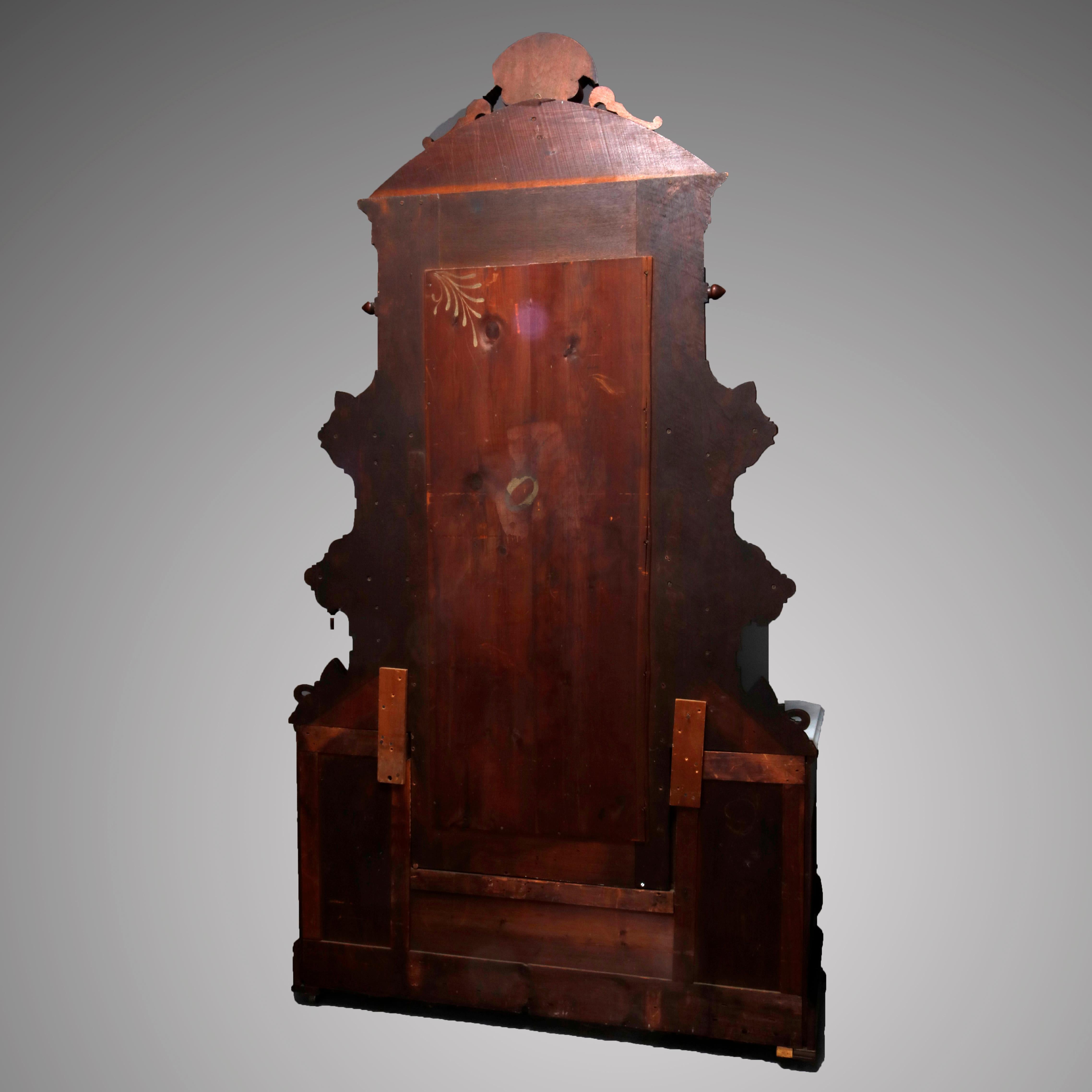 Antique Victorian Walnut and Burl Drop Center Marble-Top Dresser, circa 1880 9