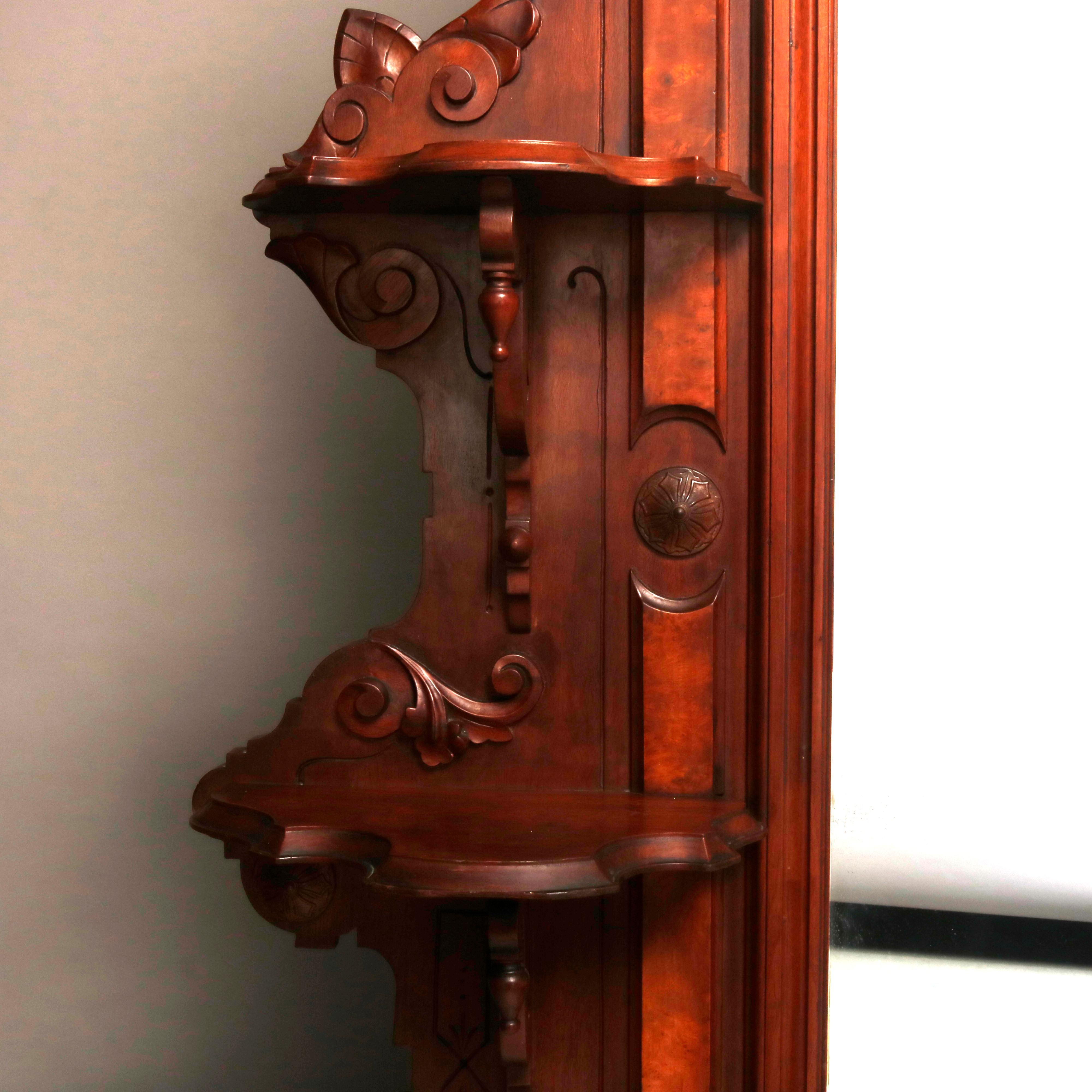 Antique Victorian Walnut and Burl Drop Center Marble-Top Dresser, circa 1880 In Good Condition In Big Flats, NY