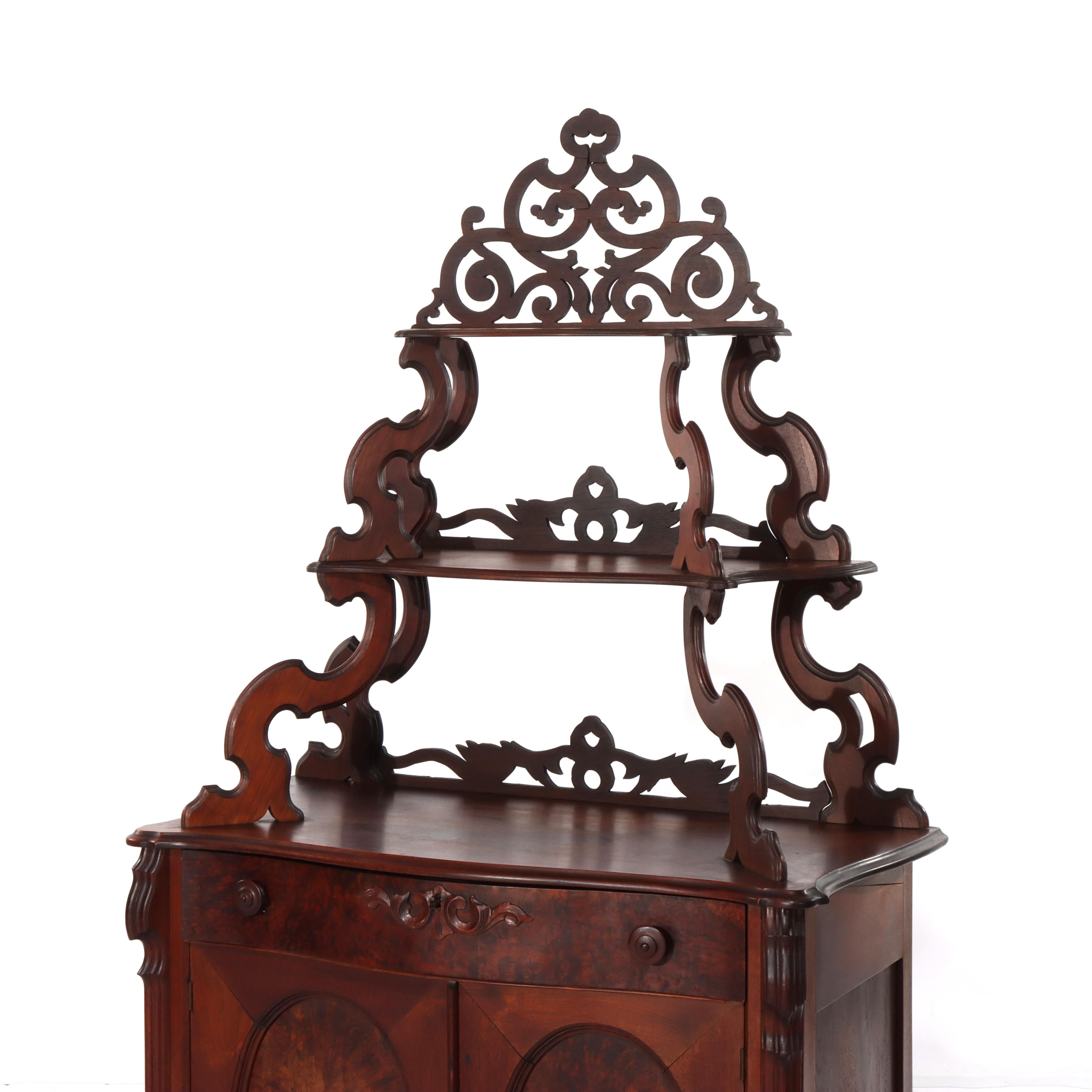 Ancien serveur d'étagère victorien en noyer et ronce C1880
Mesures - 73