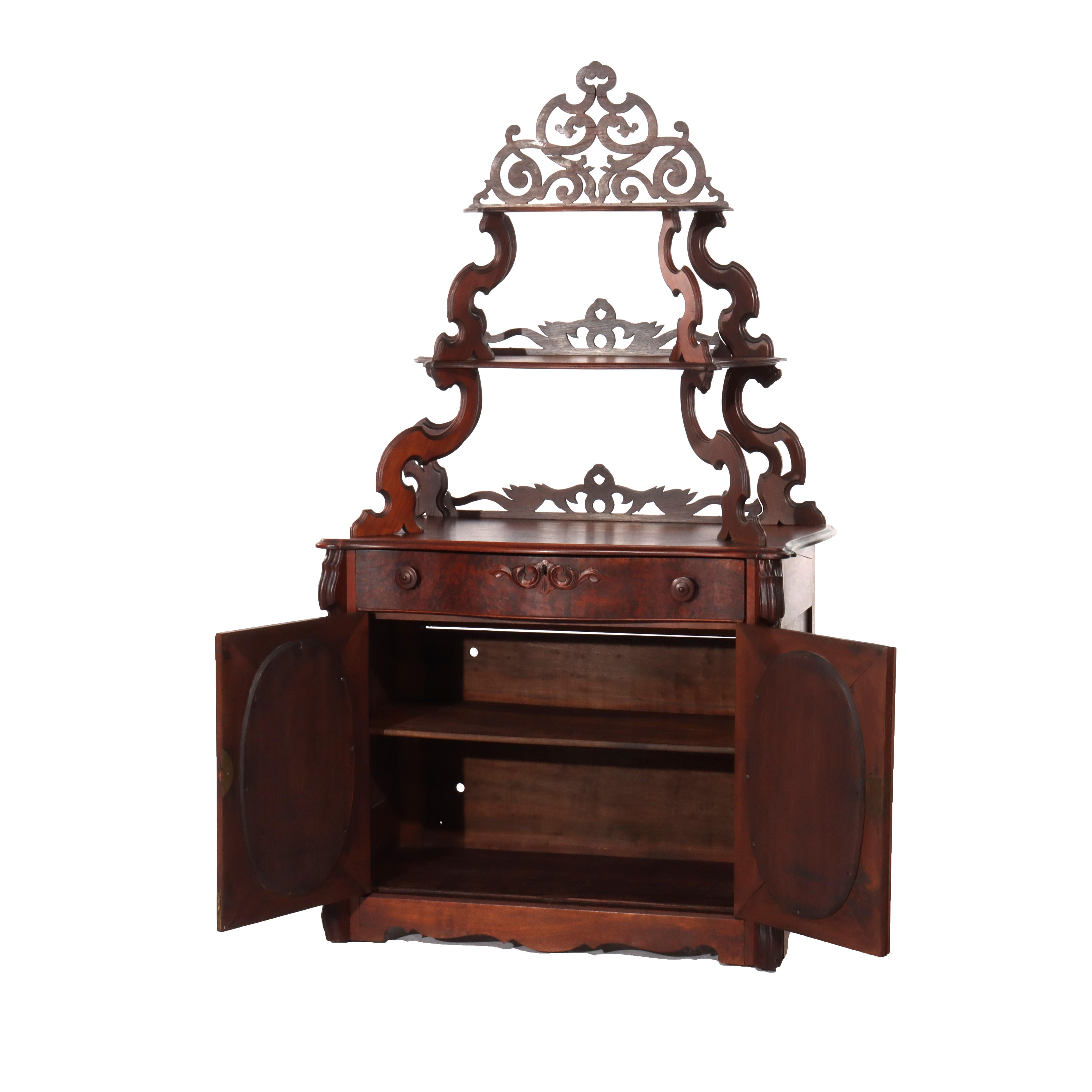 Noyer Ancien serveur d'étagère victorien en noyer et ronce C1880 en vente