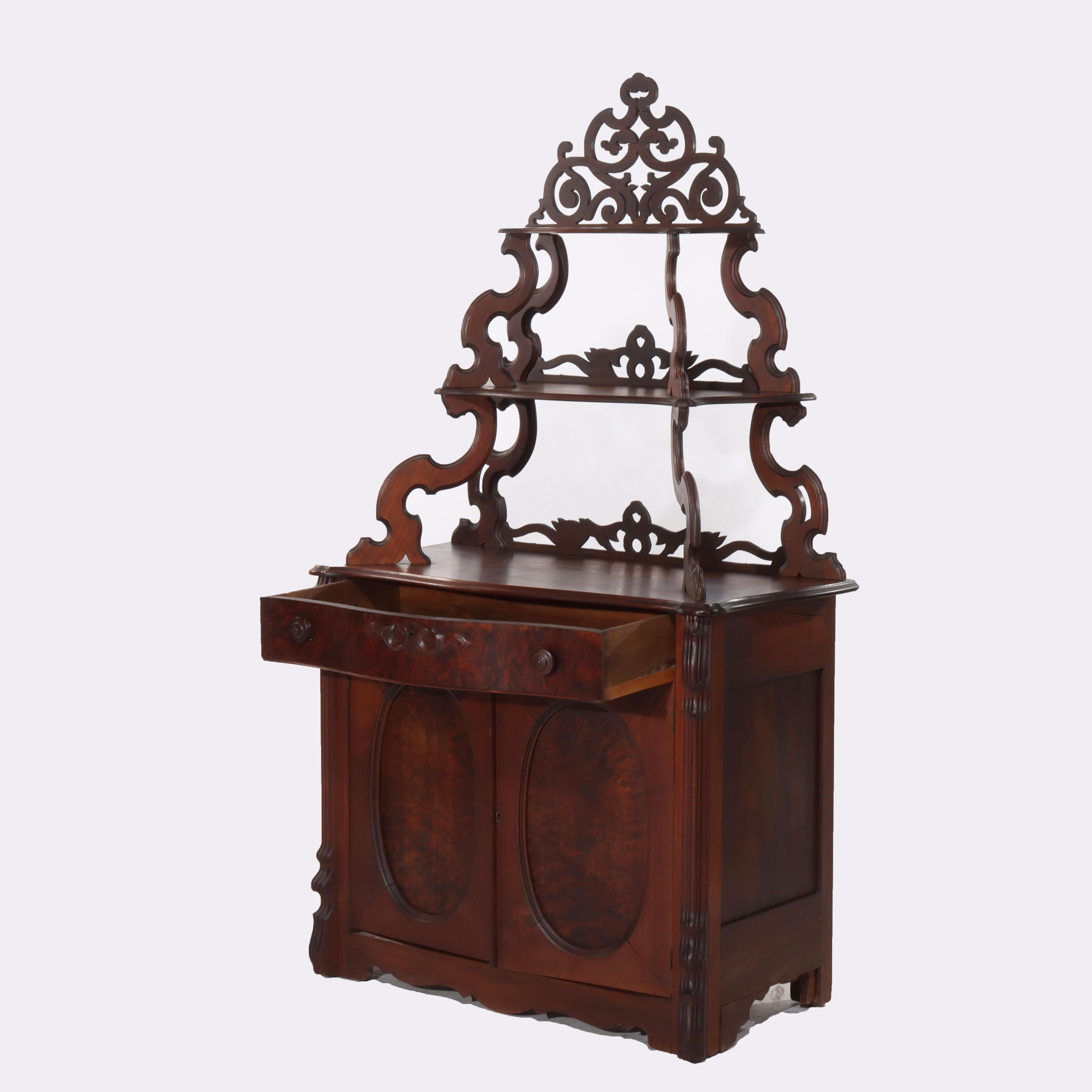 Ancien serveur d'étagère victorien en noyer et ronce C1880 en vente 1