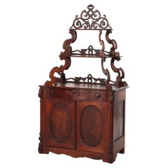 Ancien serveur d'étagère victorien en noyer et ronce C1880