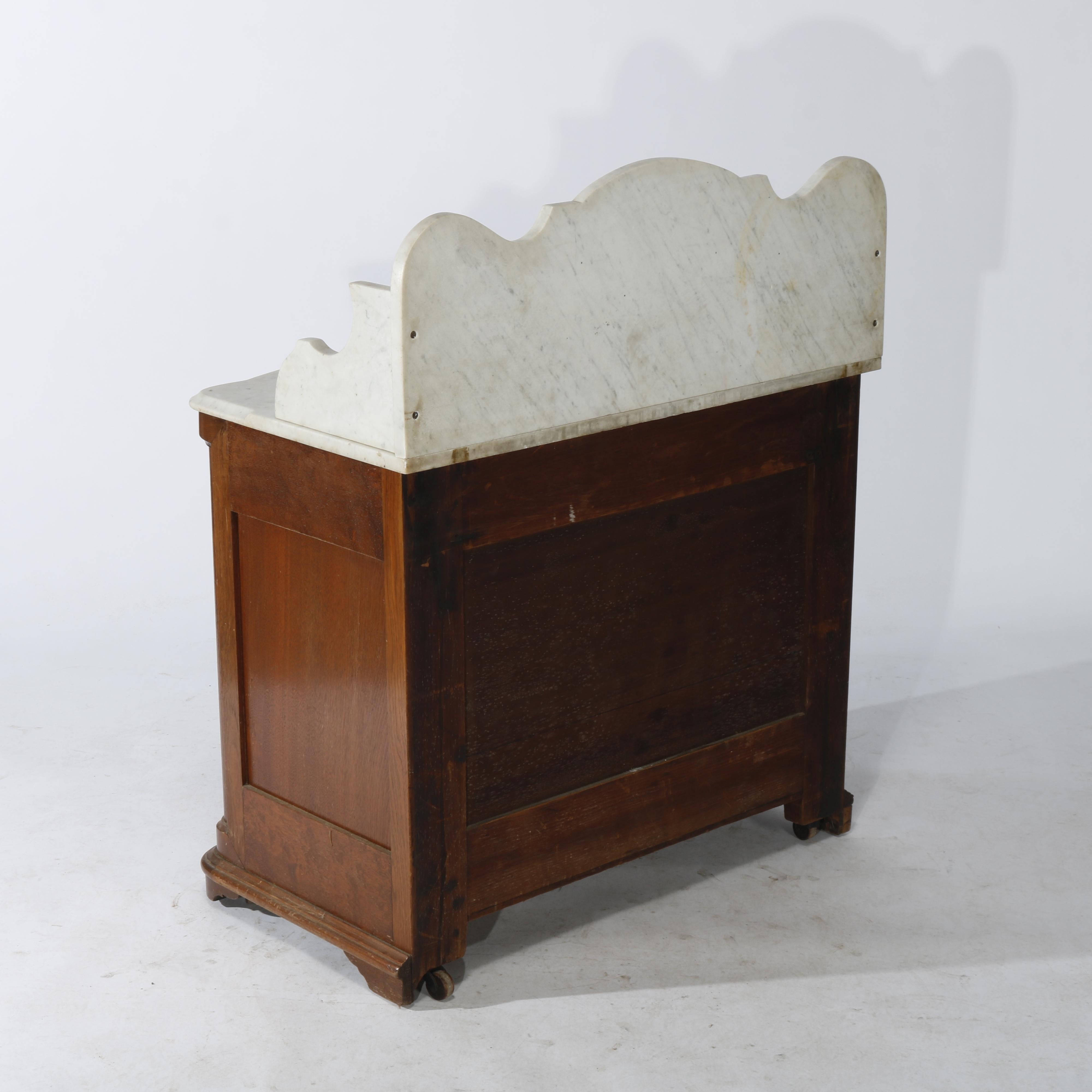 Antique Victorian Walnut & Burl Marble Top & Bow-Front Commode Circa 1890 8