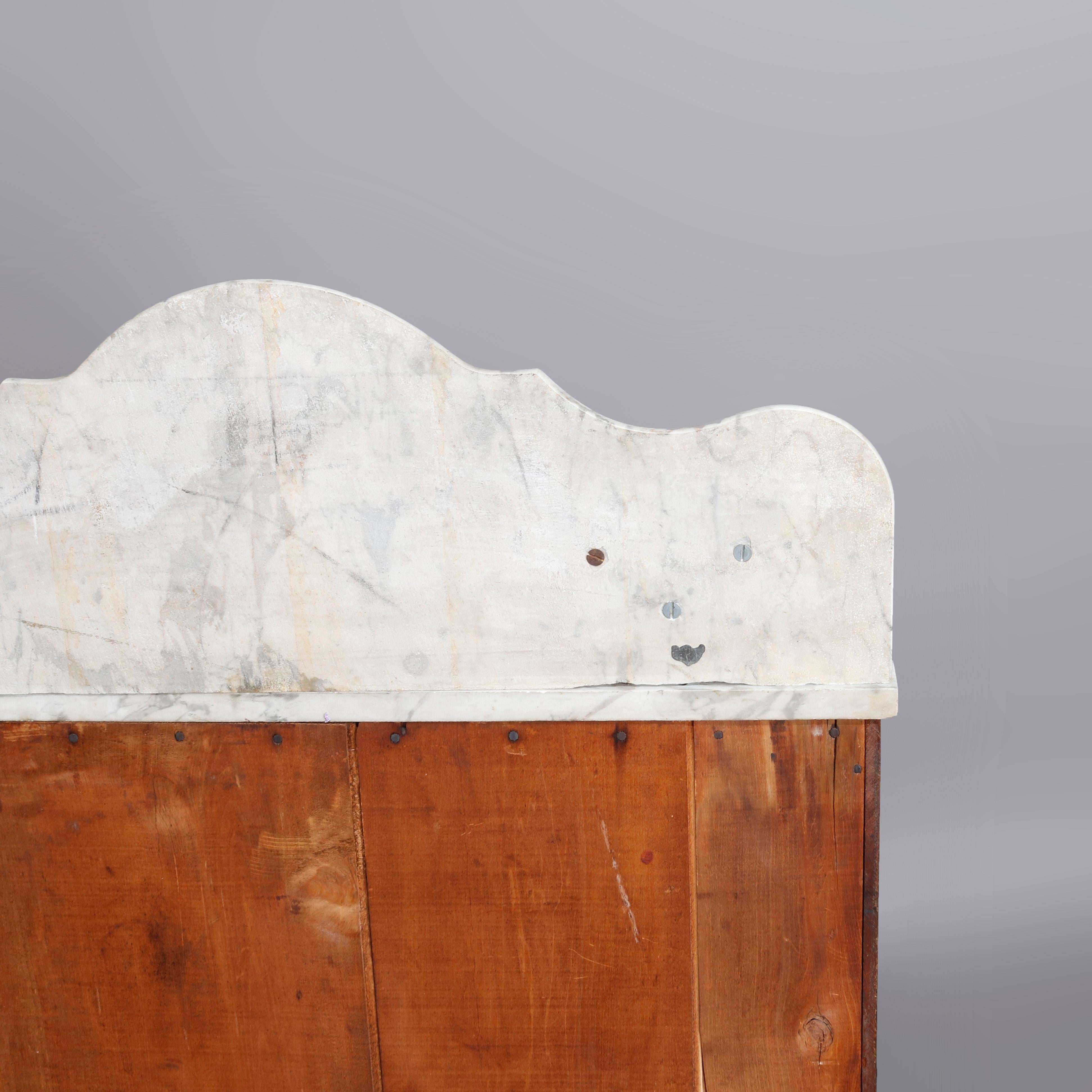 Antique Victorian Walnut & Burl Marble-Top Wash Stand, circa 1880 7