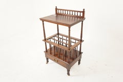 Antique Victorian Walnut Canterbury, What Not Paper Rack, Scotland 1870, H971