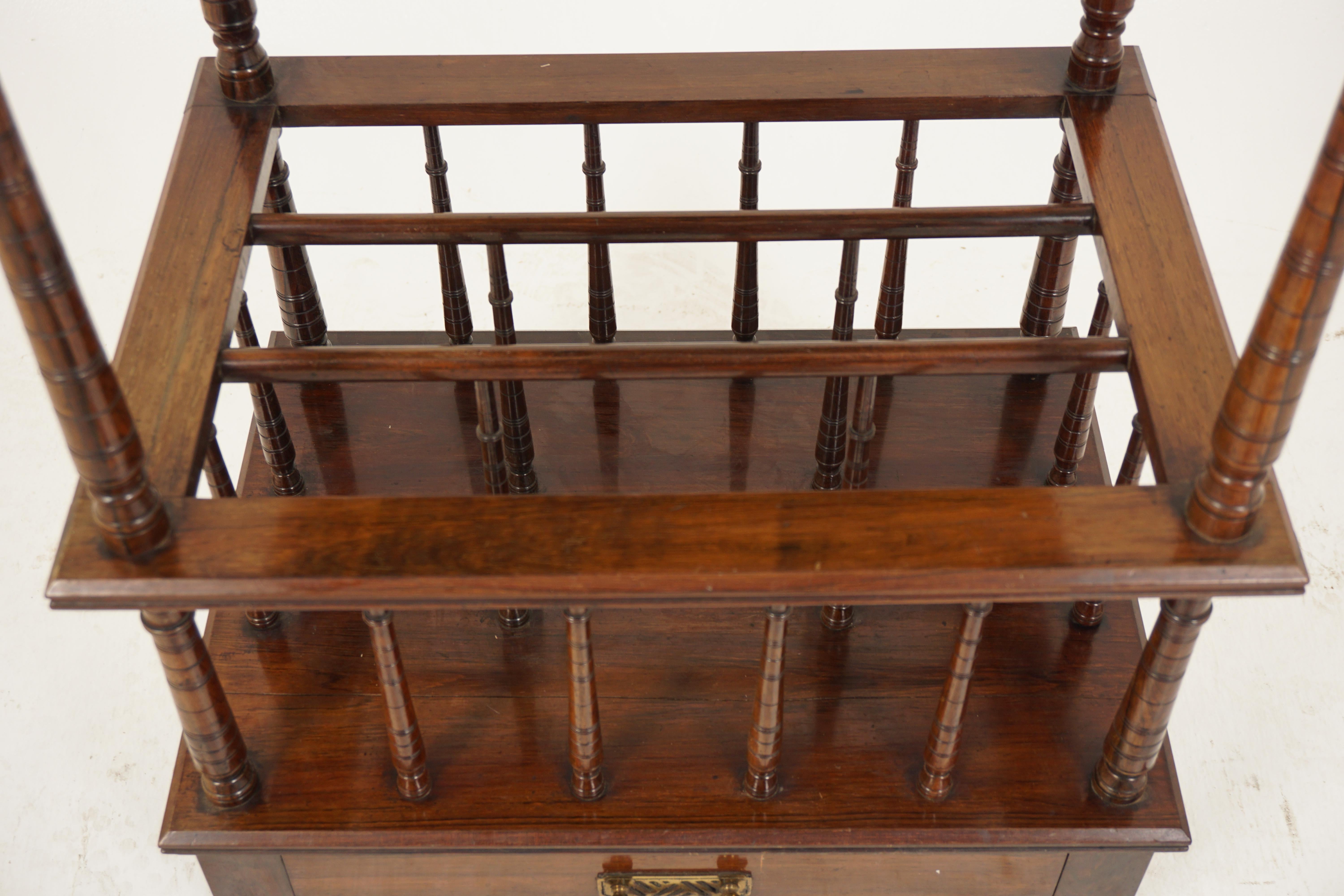 19th Century Antique Victorian Walnut Canterbury, What Not Paper Rack, Scotland 1870, H971 For Sale