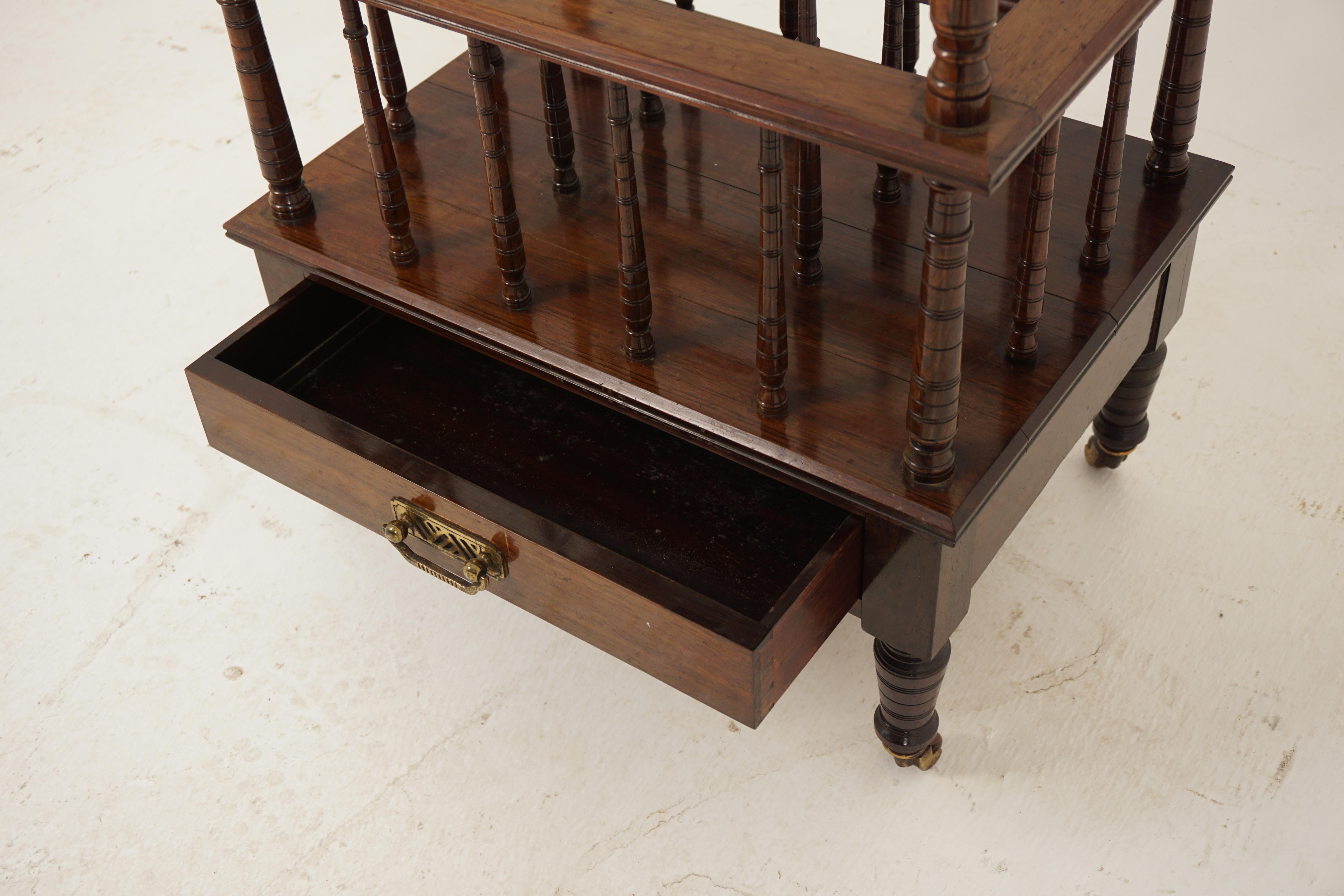 Antique Victorian Walnut Canterbury, What Not Paper Rack, Scotland 1870, H971 For Sale 1