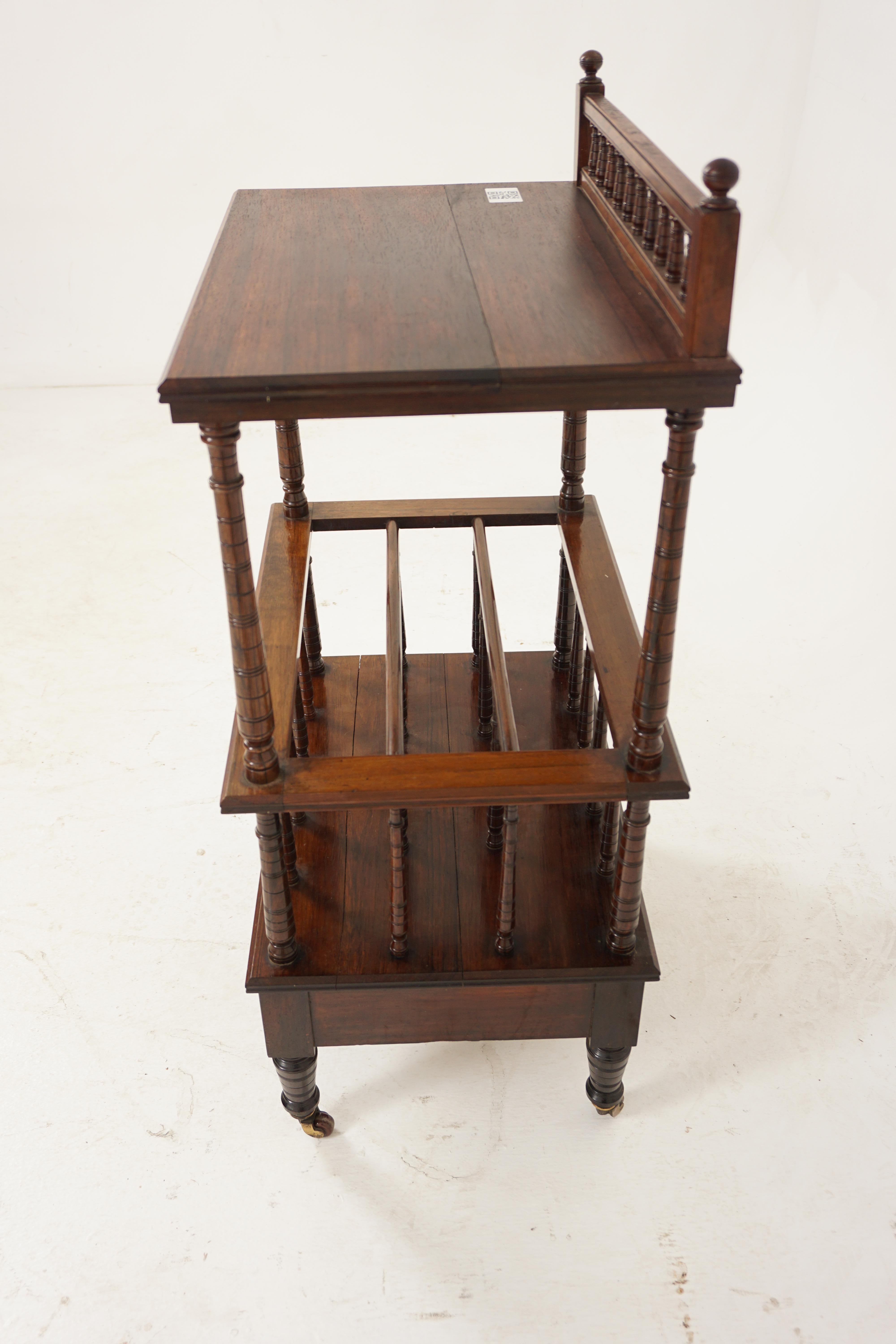 Antique Victorian Walnut Canterbury, What Not Paper Rack, Scotland 1870, H971 For Sale 2