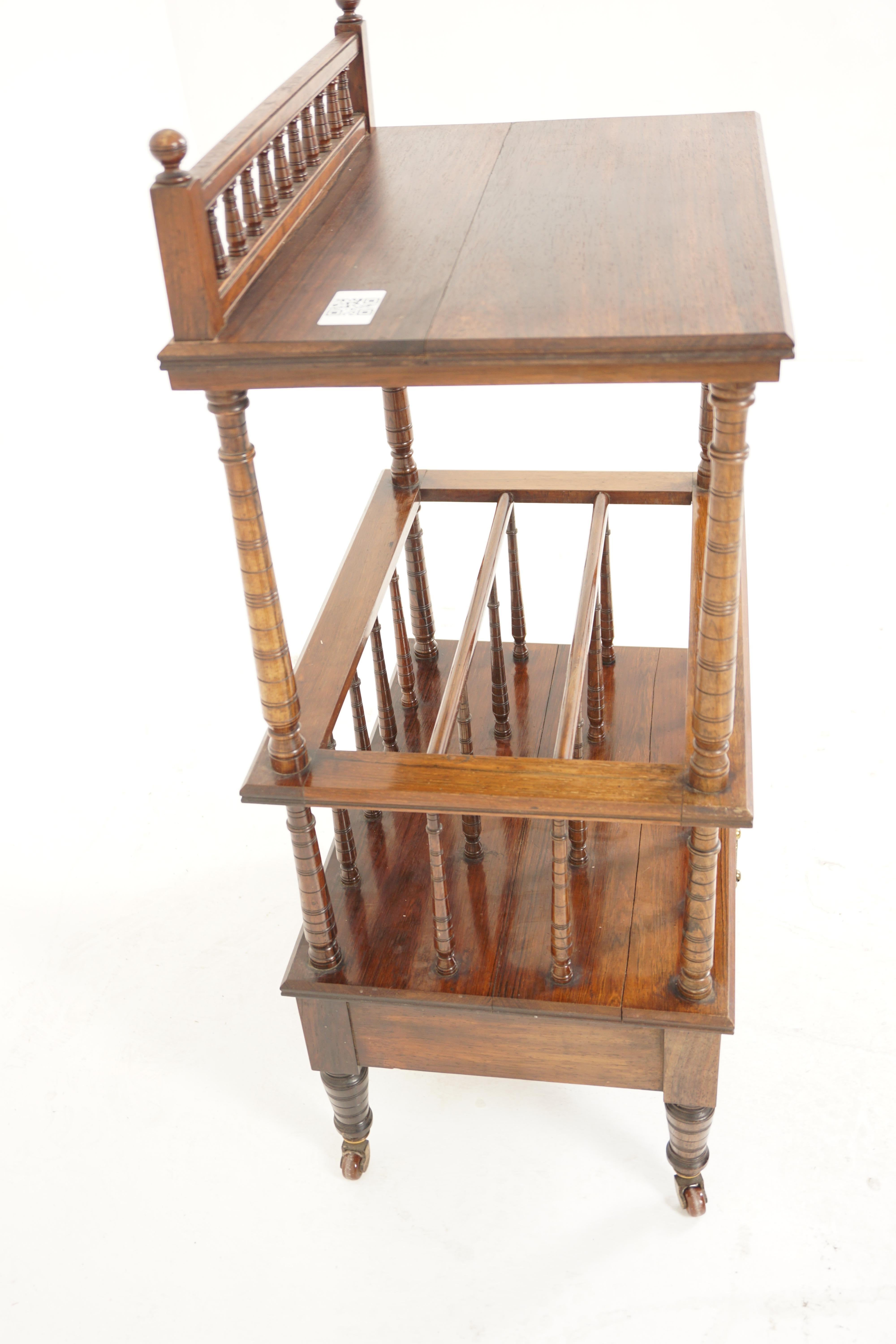 Antique Victorian Walnut Canterbury, What Not Paper Rack, Scotland 1870, H971 For Sale 3