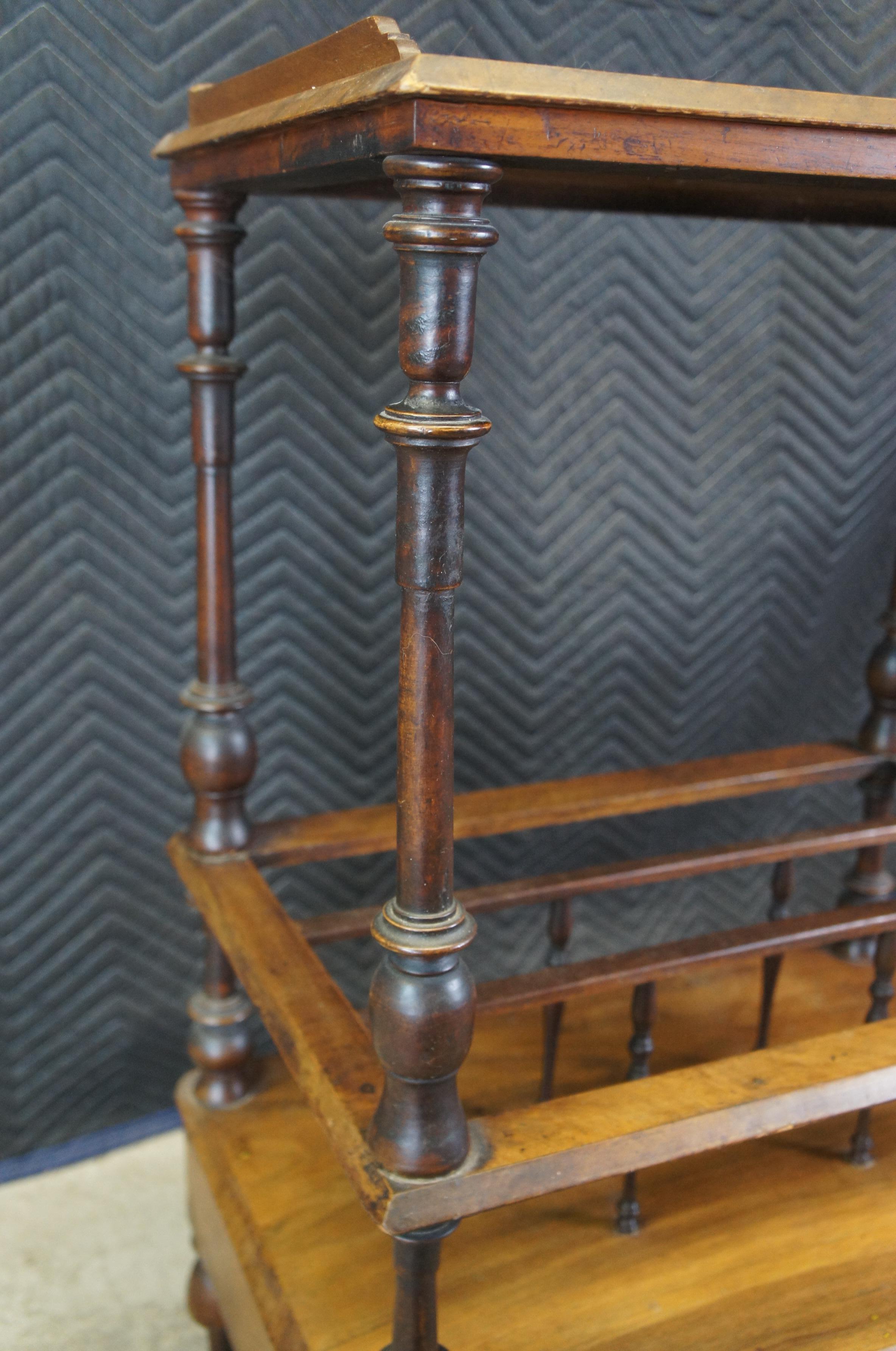 Antique Victorian Walnut Canterbury Whatnot Bar Cart Magazine Rack Stand 35