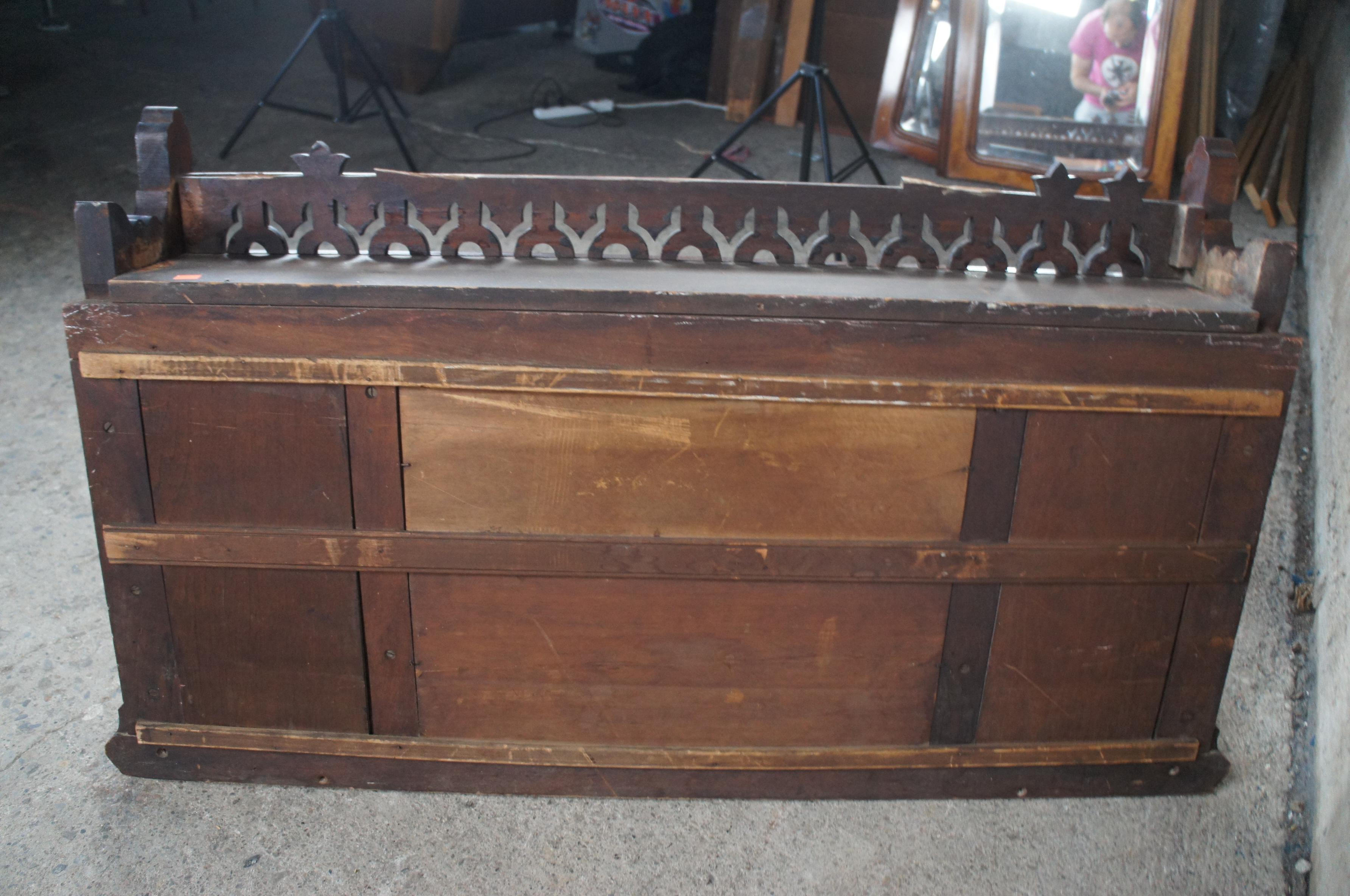Antique Victorian Walnut Carved Organ Buffet Sideboard Backsplash Pediment 45