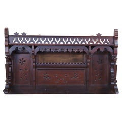 Antique Victorian Walnut Carved Organ Buffet Sideboard Backsplash Pediment 45"