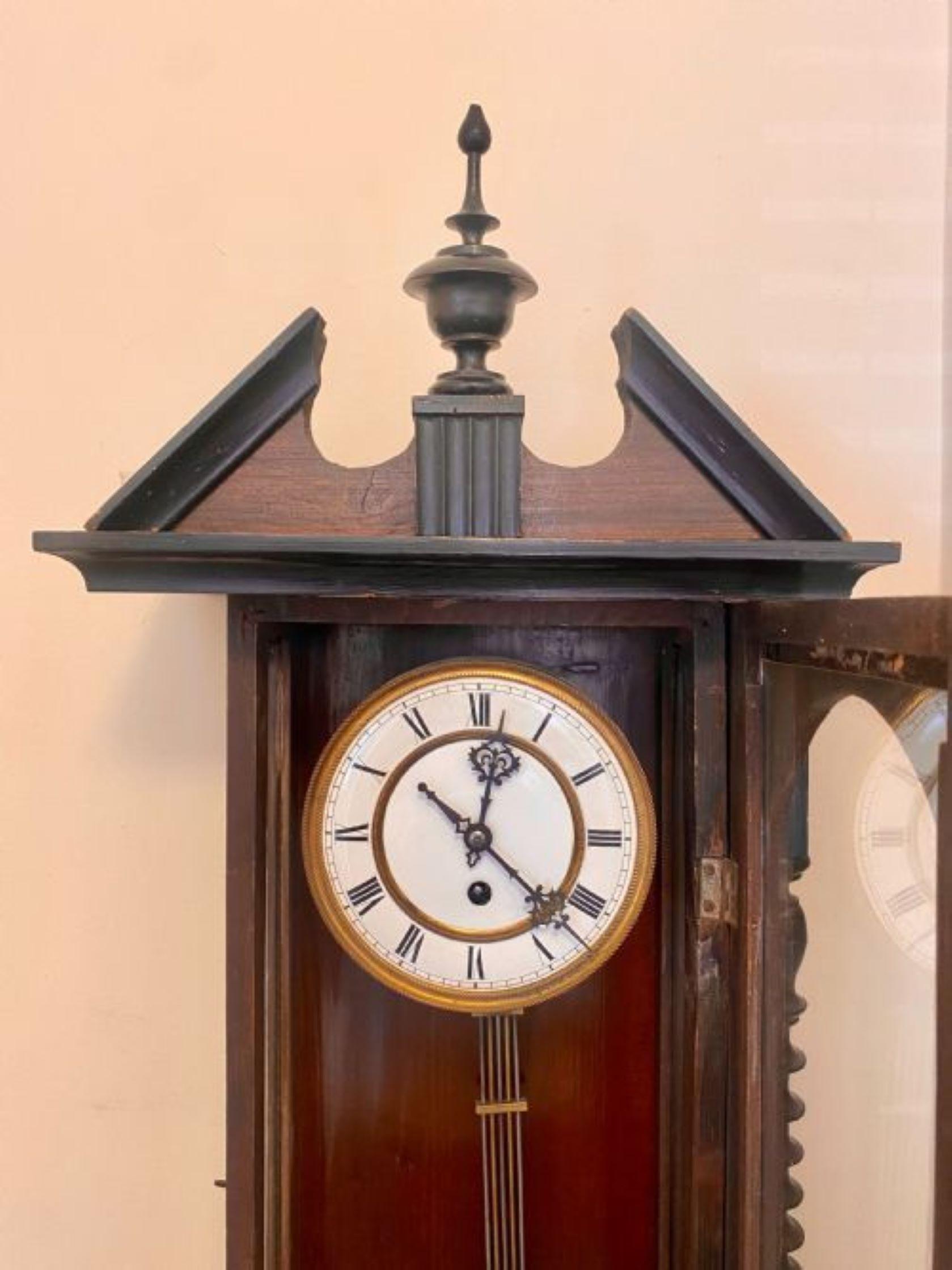 Antique Victorian Walnut Case Vienna Wall Clock  In Good Condition For Sale In Ipswich, GB