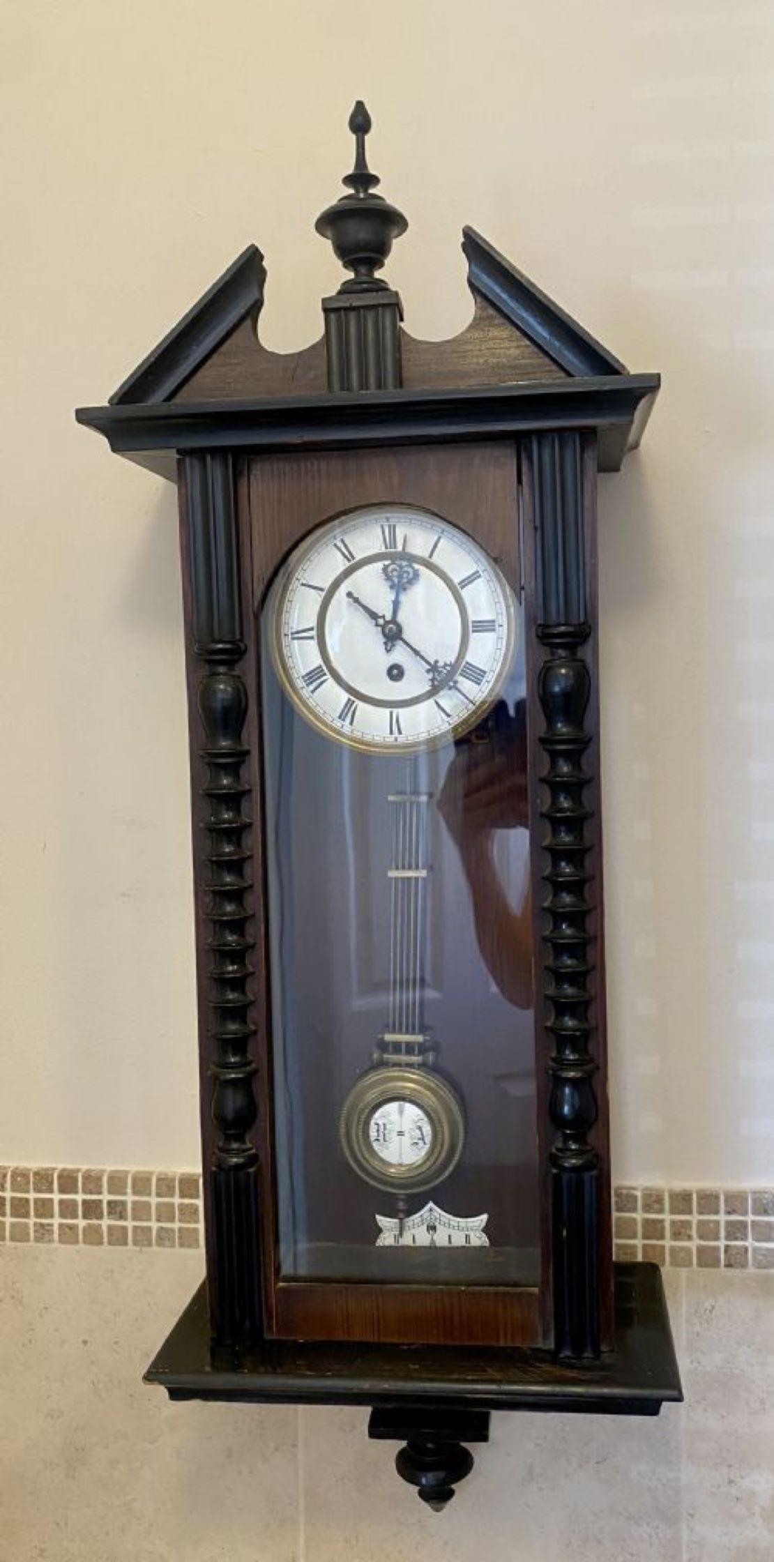 19th Century Antique Victorian Walnut Case Vienna Wall Clock  For Sale