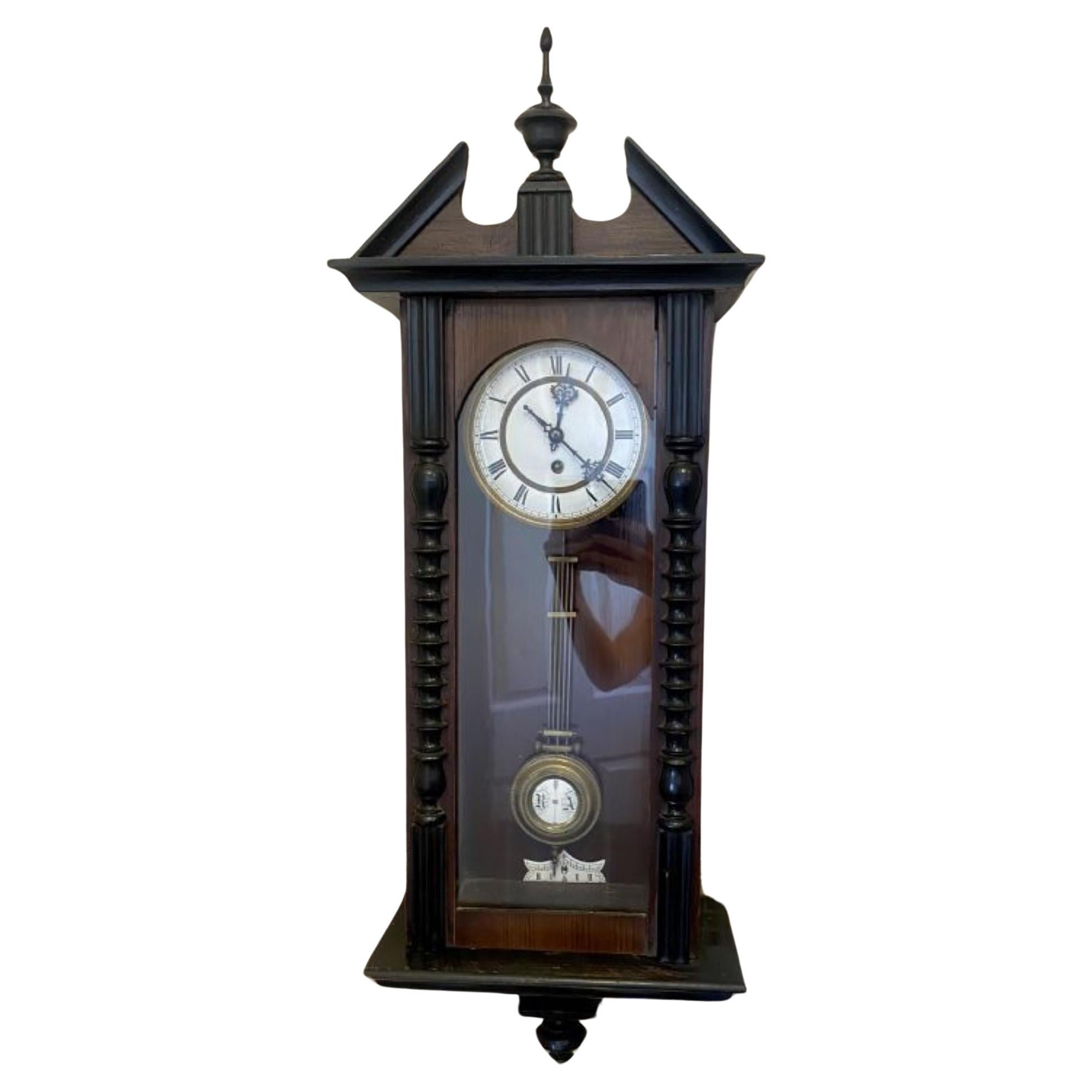 Antique Victorian Walnut Case Vienna Wall Clock  For Sale