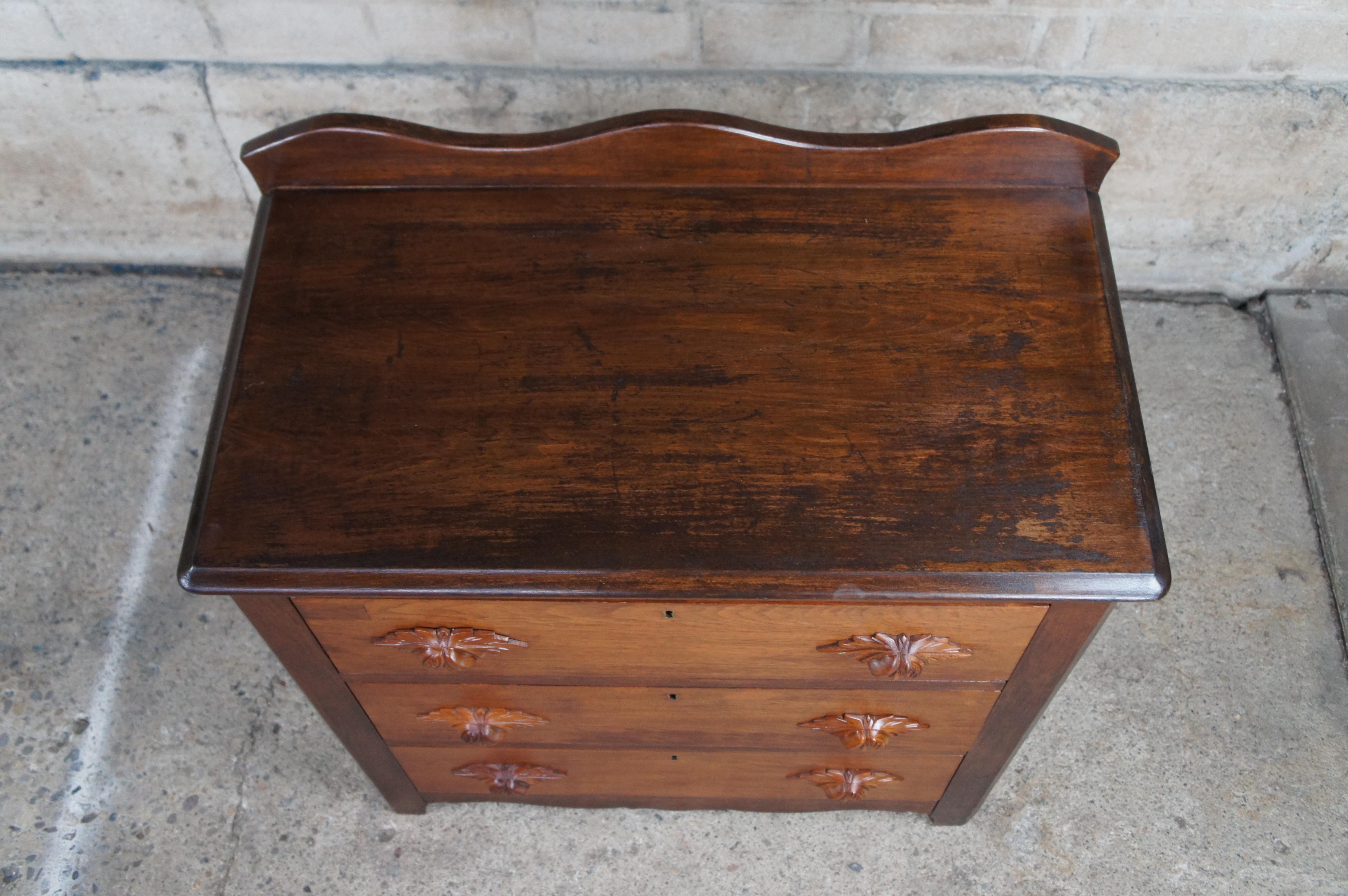 Late 19th Century Antique Victorian Walnut Chest of Drawers Dresser Washstand Cabinet Fruit & Nut