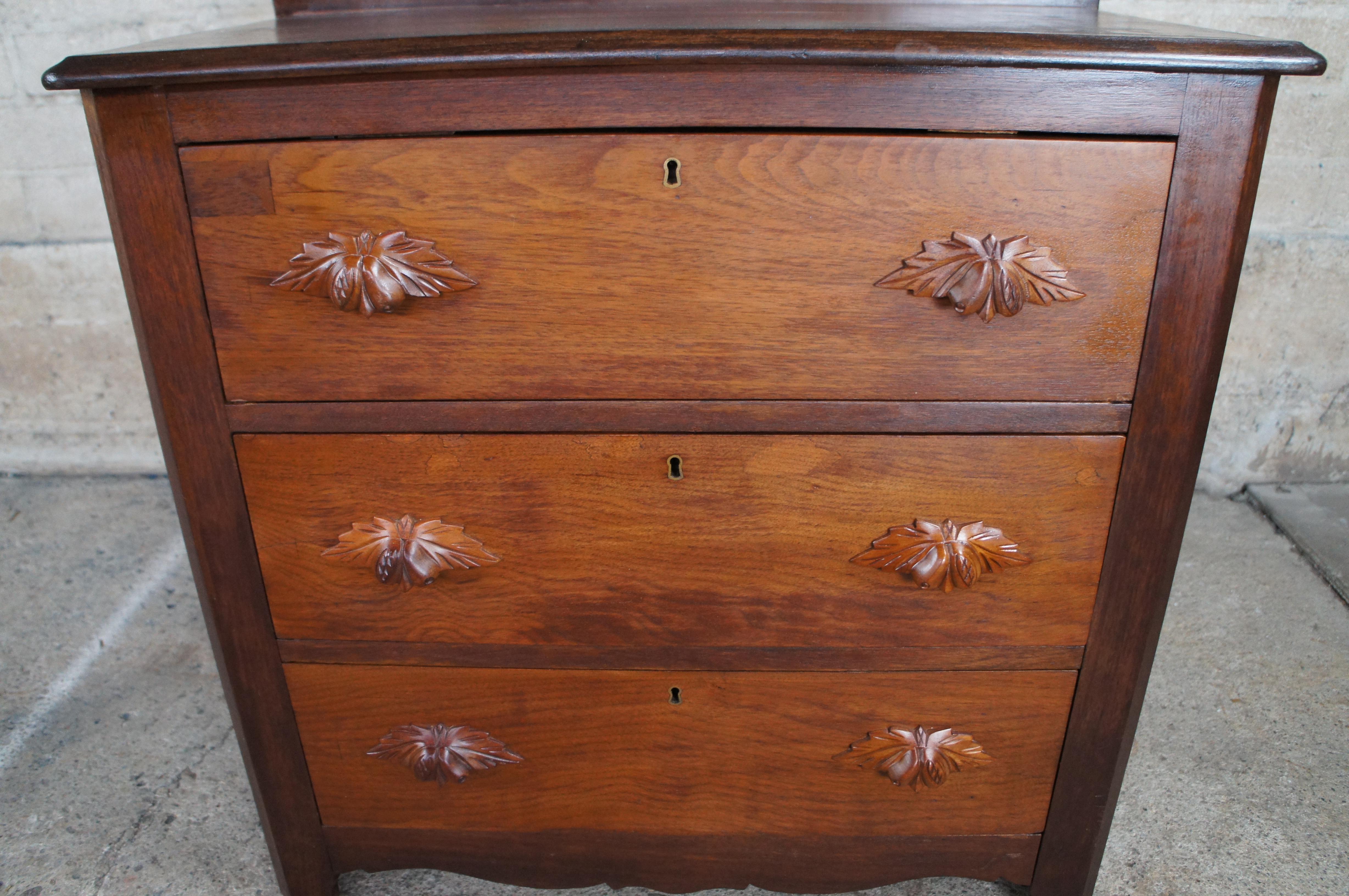 Antique Victorian Walnut Chest of Drawers Dresser Washstand Cabinet Fruit & Nut 4