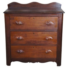 Antique Victorian Walnut Chest of Drawers Dresser Washstand Cabinet Fruit & Nut