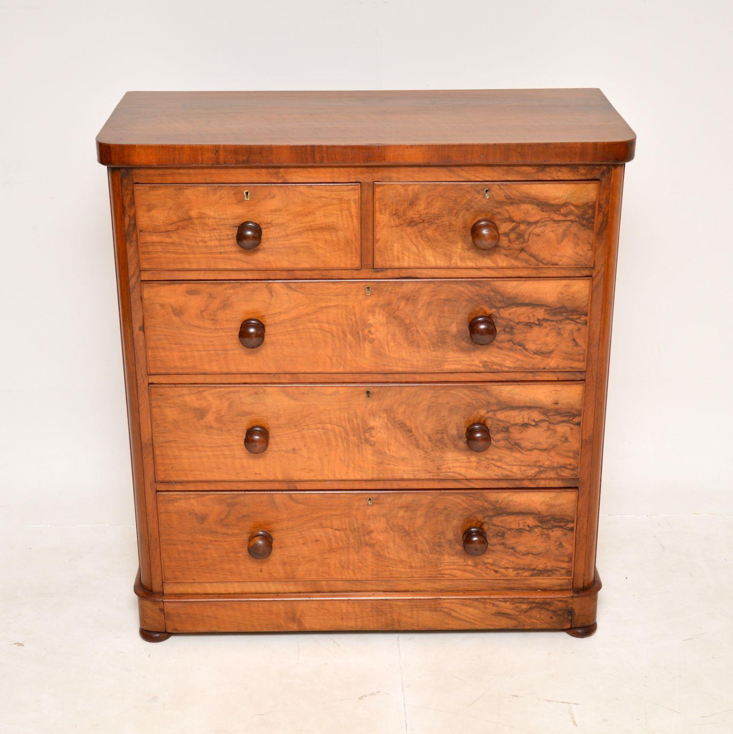 British Antique Victorian Walnut Chest of Drawers