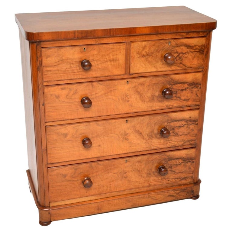 Antique Victorian Walnut Chest of Drawers For Sale at 1stDibs