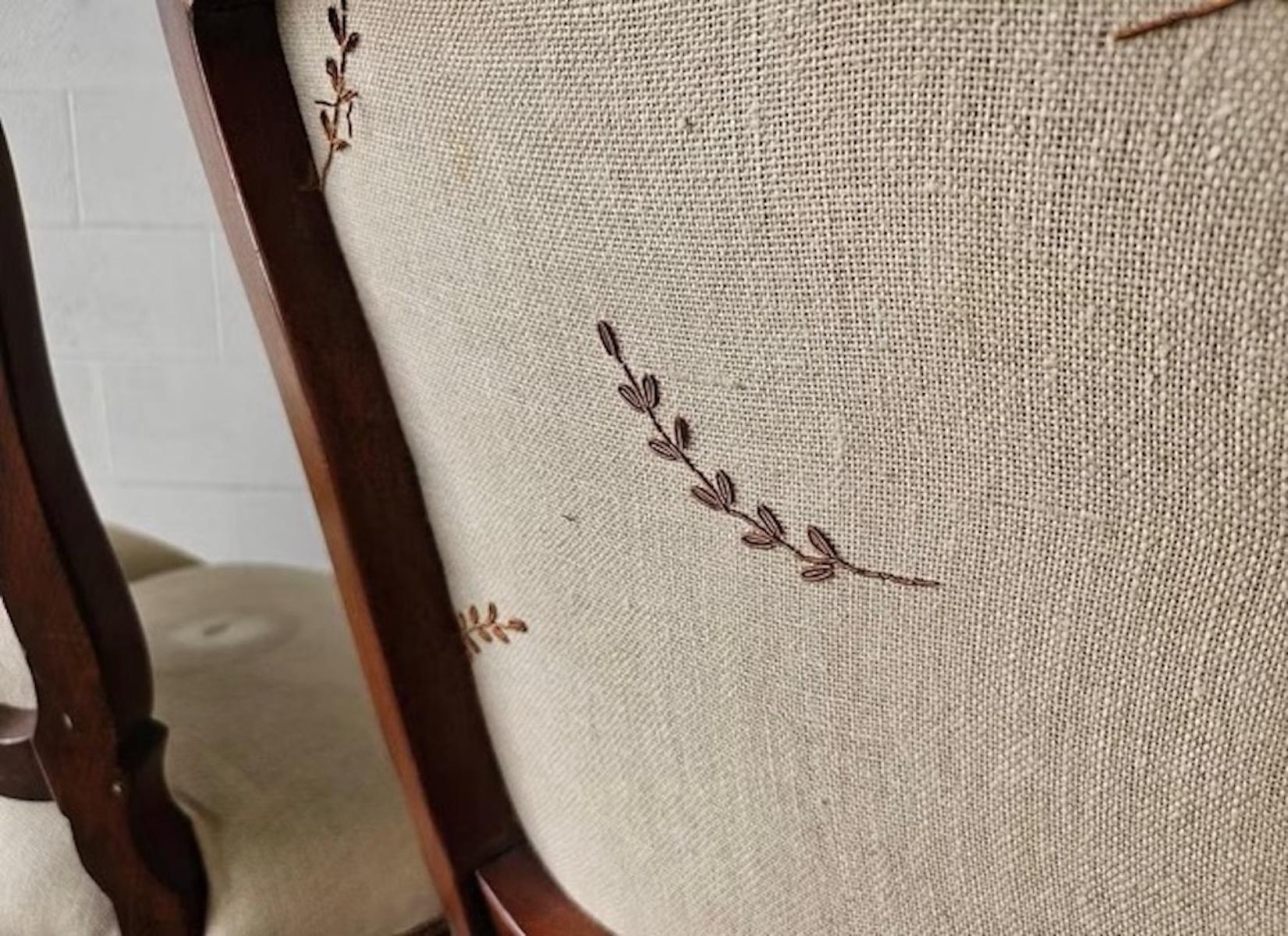 Antique Victorian Walnut Dining Chairs. Set of 6. Hand Carved Walnut in Louis XV For Sale 8