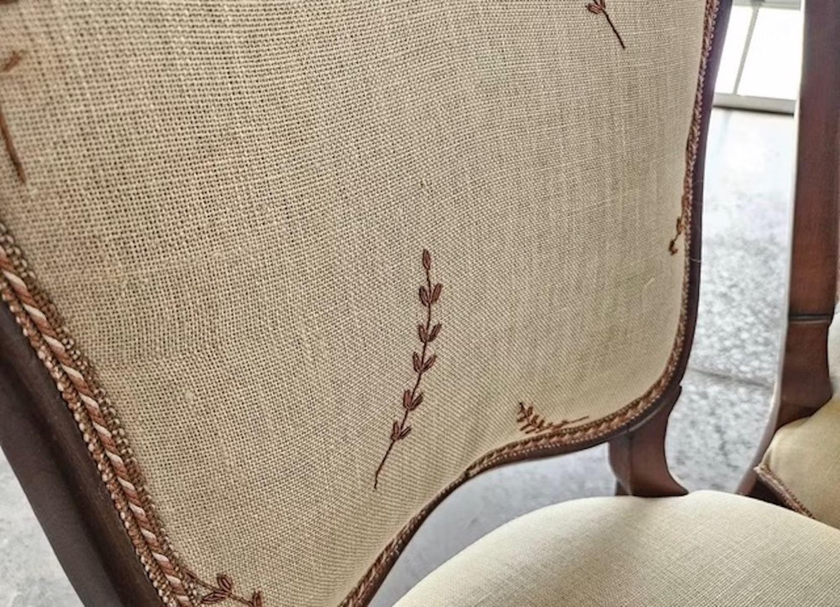 Antique Victorian Walnut Dining Chairs. Set of 6. Hand Carved Walnut in Louis XV For Sale 9