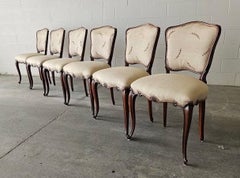 Set of 6 French Louis XV Rococo Revival Side Chairs in Carved Walnut