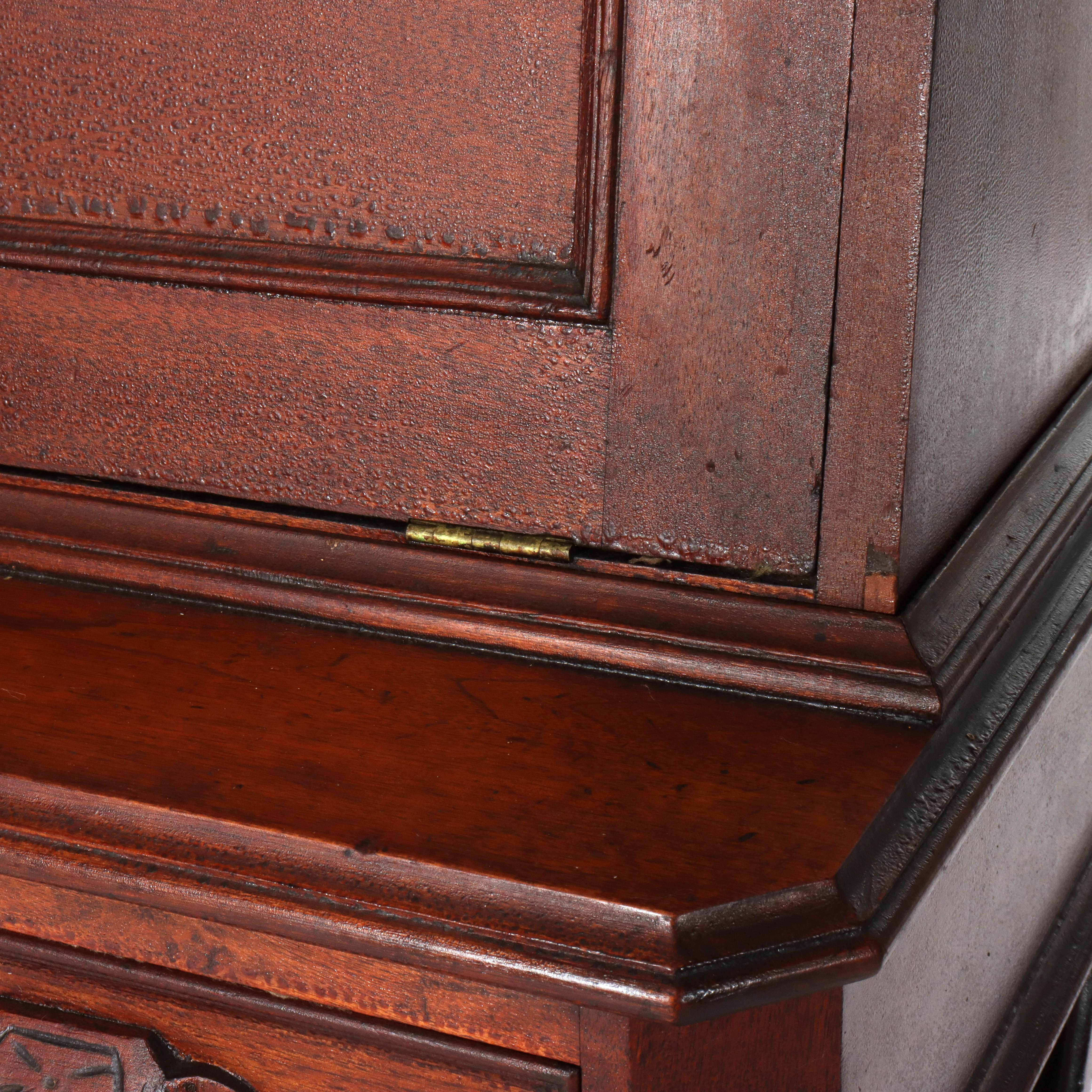 Antiguo escritorio victoriano de nogal con frente abatible C1880 en venta 6