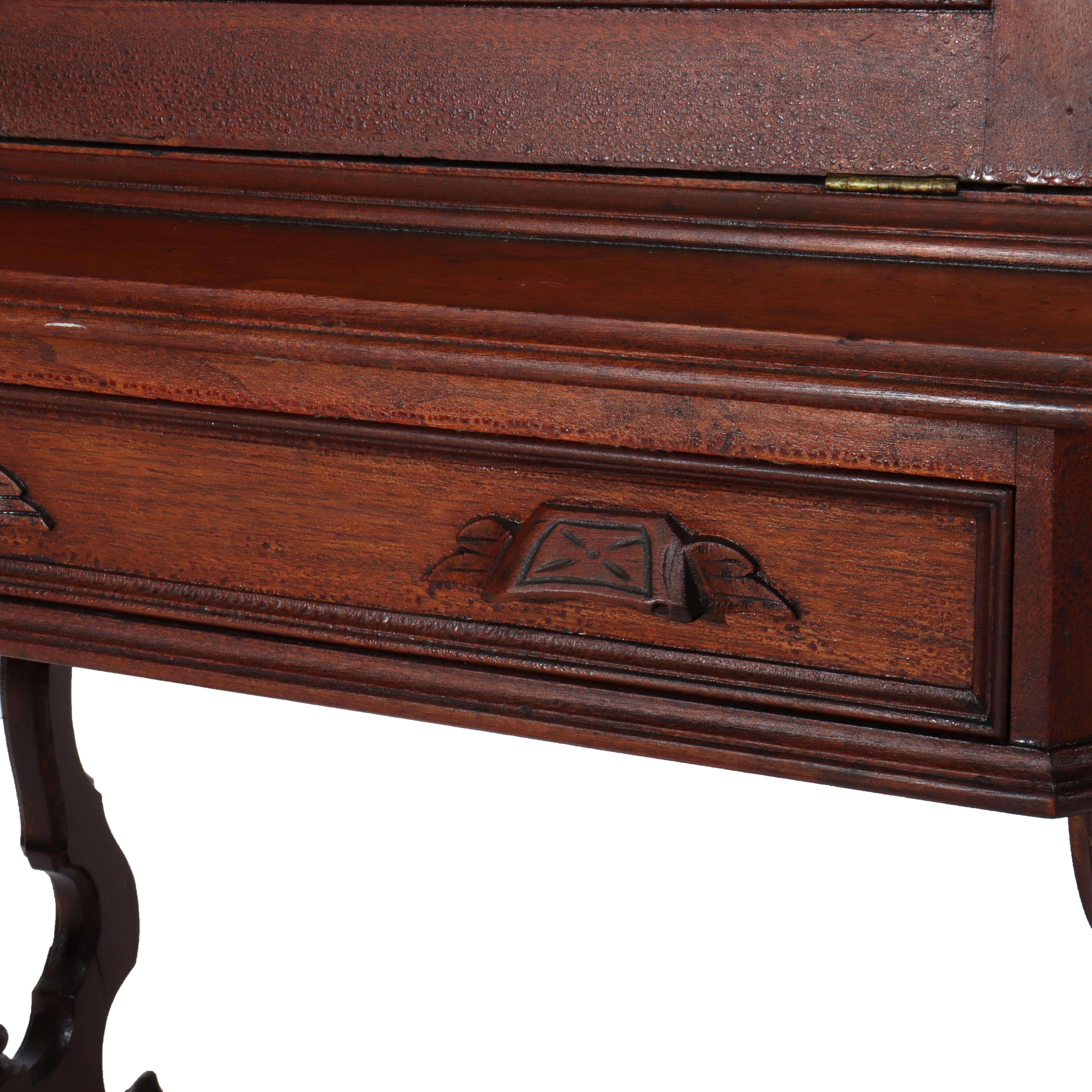 Antiguo escritorio victoriano de nogal con frente abatible C1880 en Bueno estado para la venta en Big Flats, NY