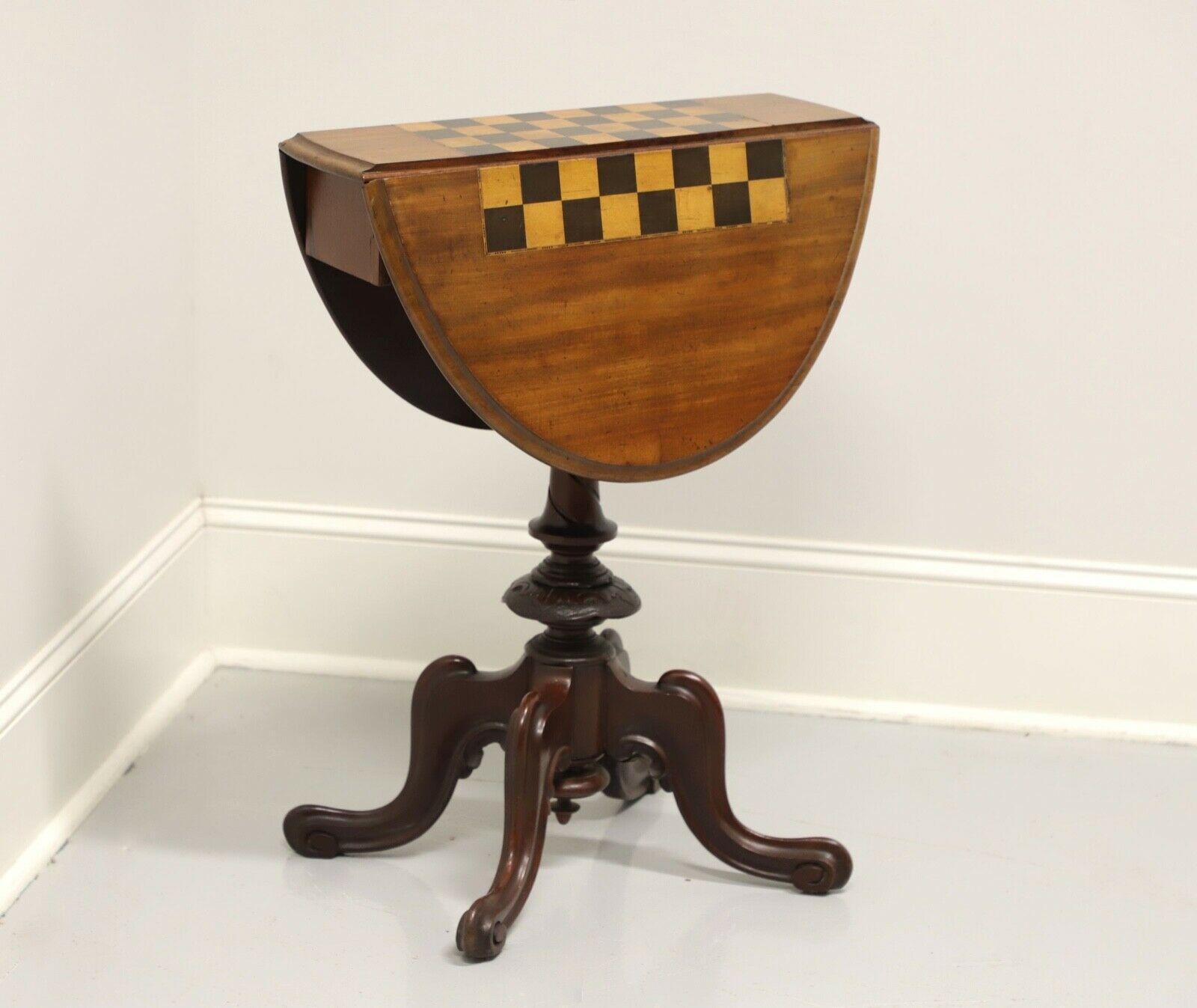 Antique Victorian Walnut Drop Leaf Rotating Game Table 4
