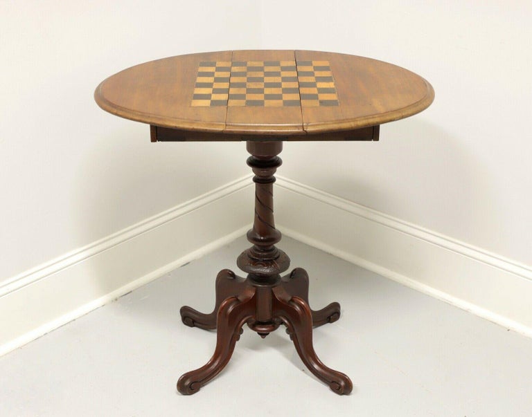 Antique Victorian Walnut Drop Leaf Rotating Game Table at 1stDibs