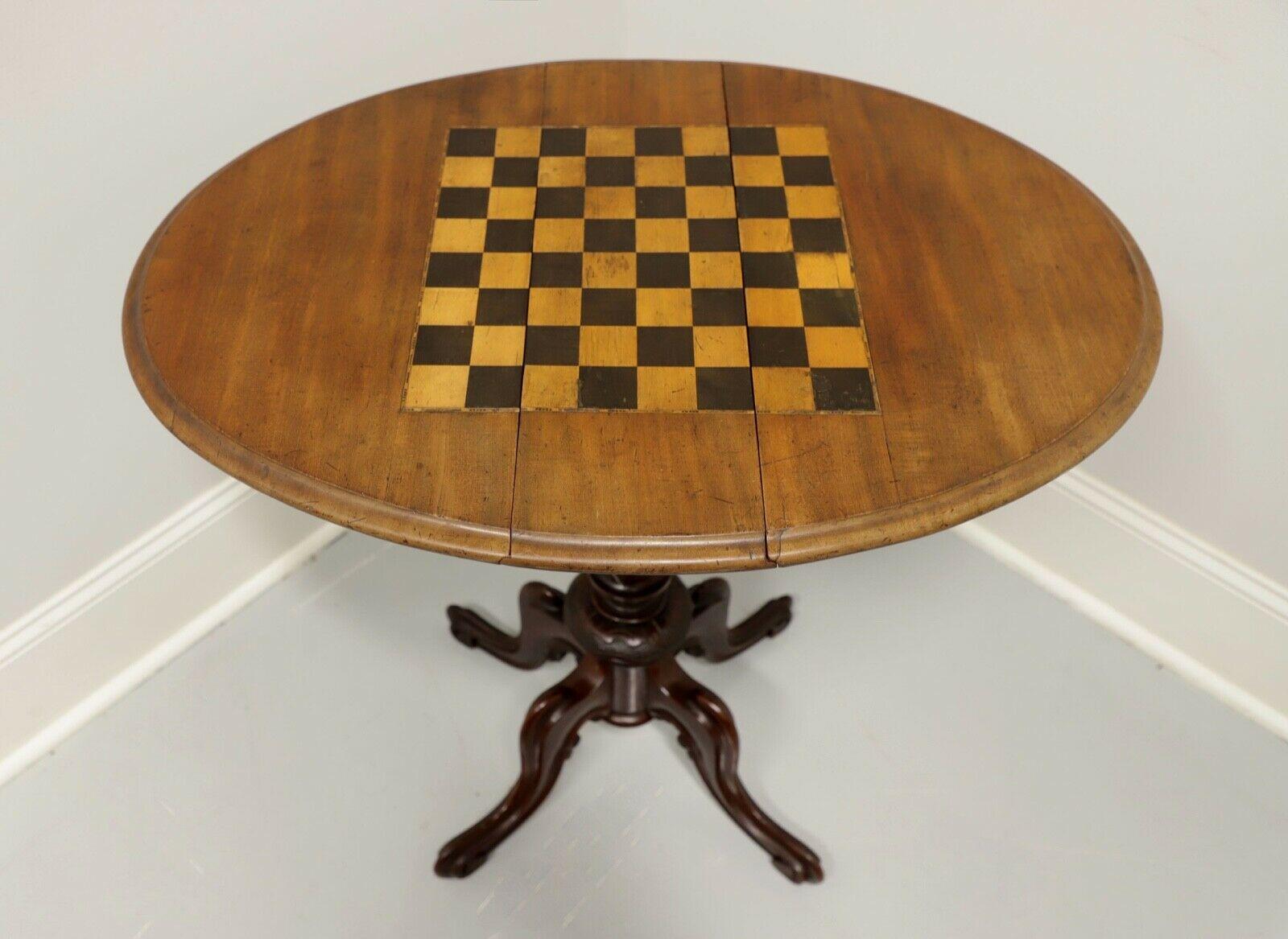 Inlay Antique Victorian Walnut Drop Leaf Rotating Game Table