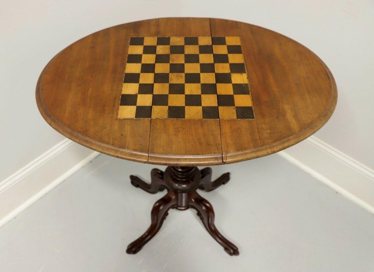 Antique Victorian Walnut Drop Leaf Rotating Game Table at 1stDibs