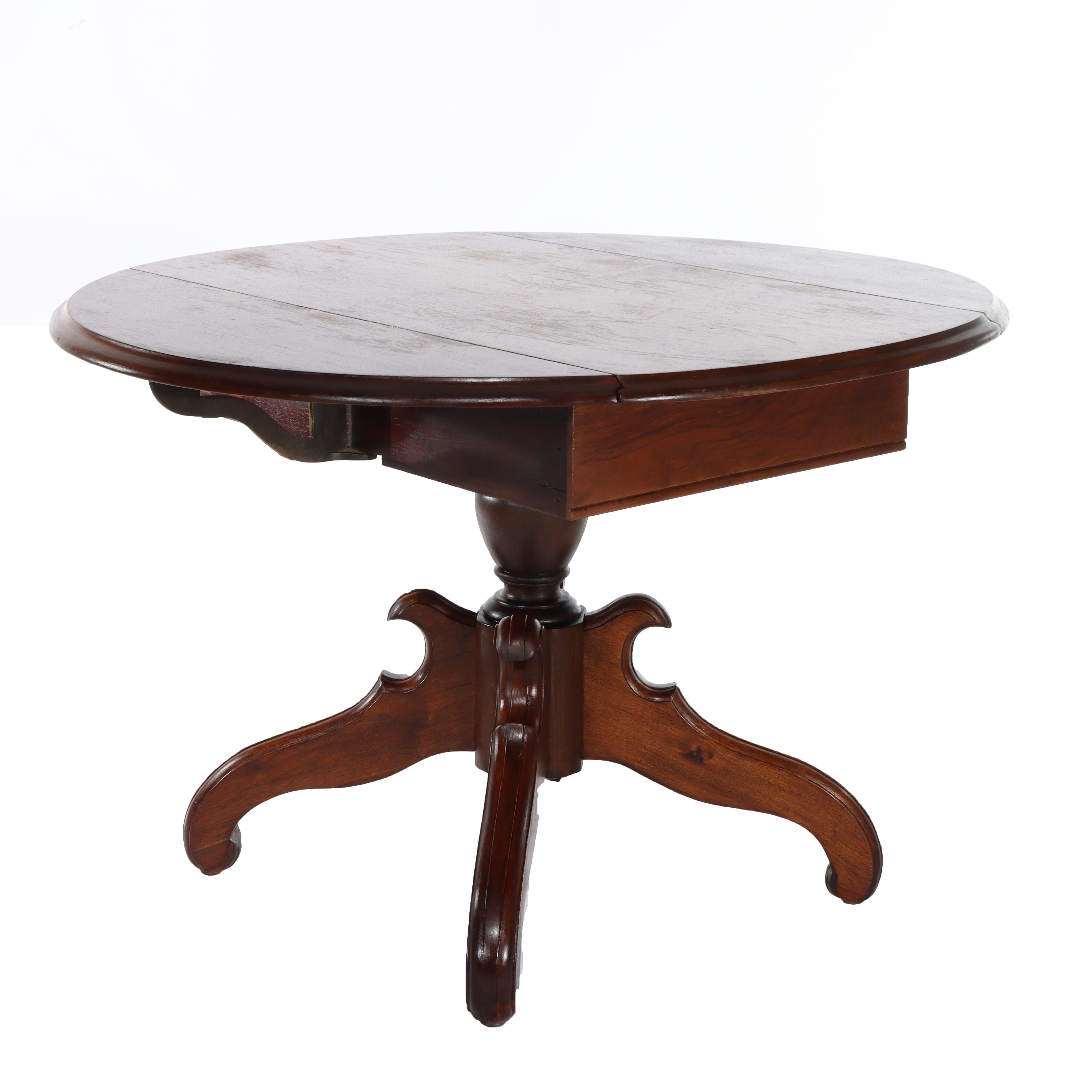 Antique Victorian Walnut Drop Leaf Table C1890 For Sale 5