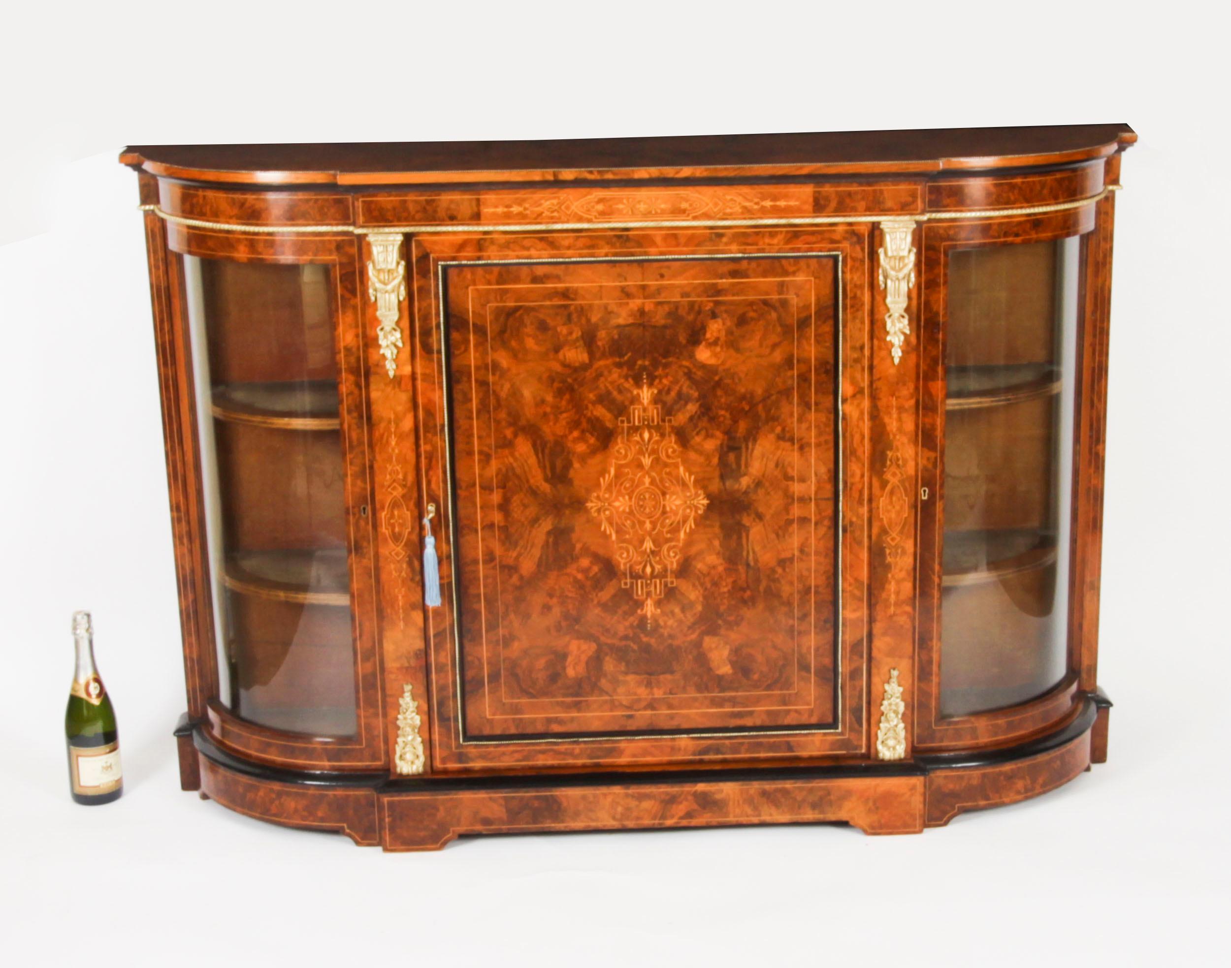 Antique Victorian Walnut Ebonised & Marquetry Credenza 19th Century For Sale 9