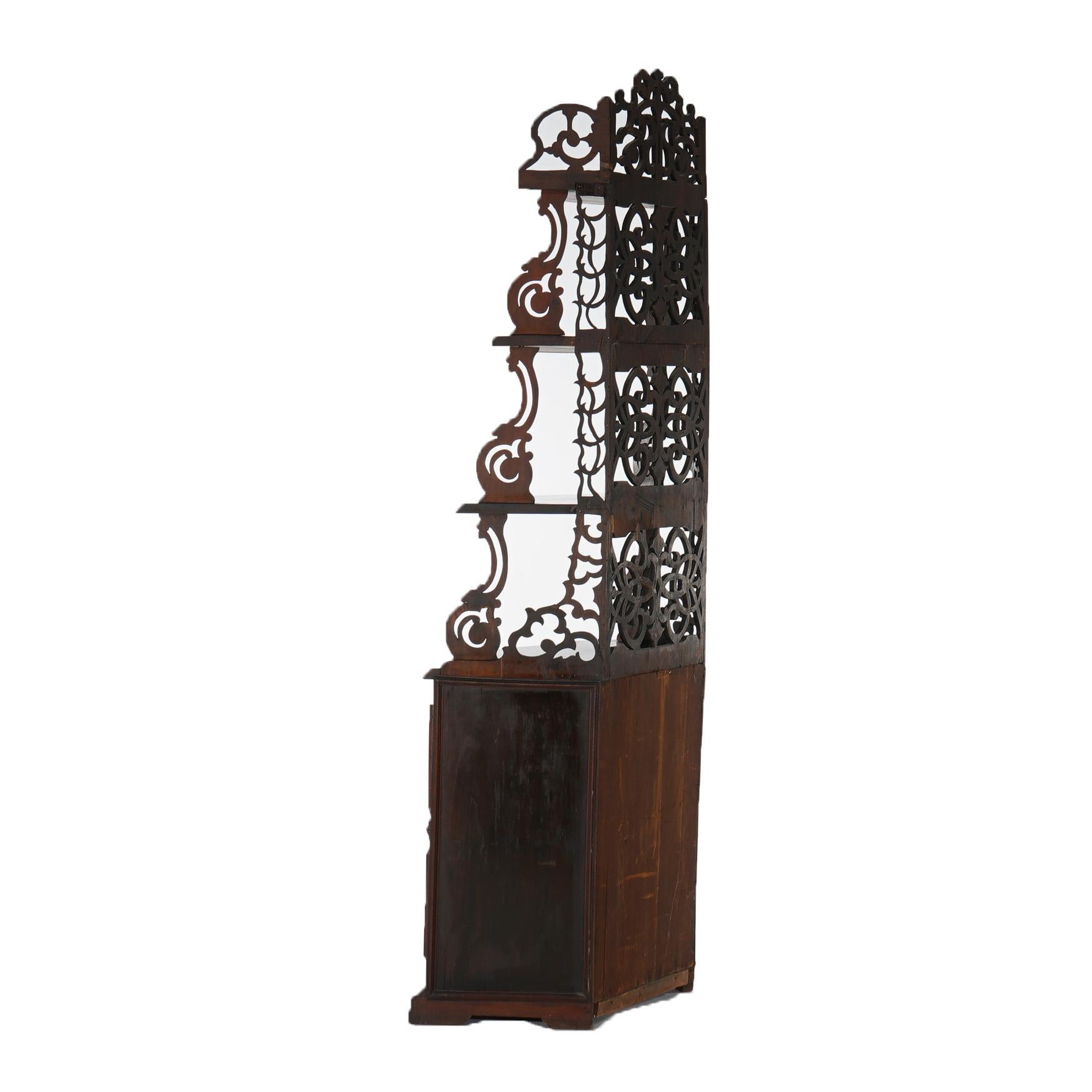 Antique Victorian Rosewood Etagere with Reticulated & Graduated Carved Shelving For Sale 8