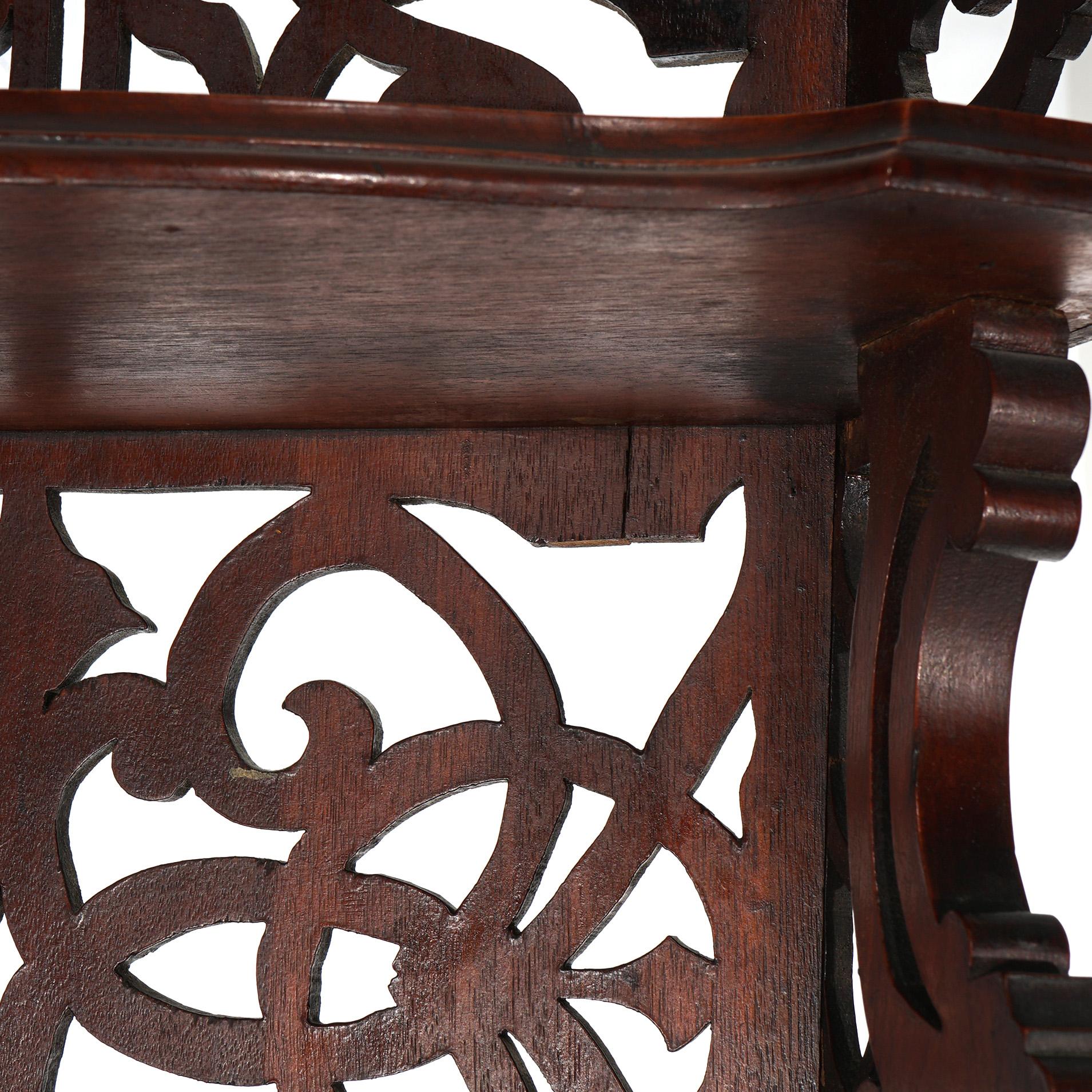Antique Victorian Rosewood Etagere with Reticulated & Graduated Carved Shelving For Sale 5