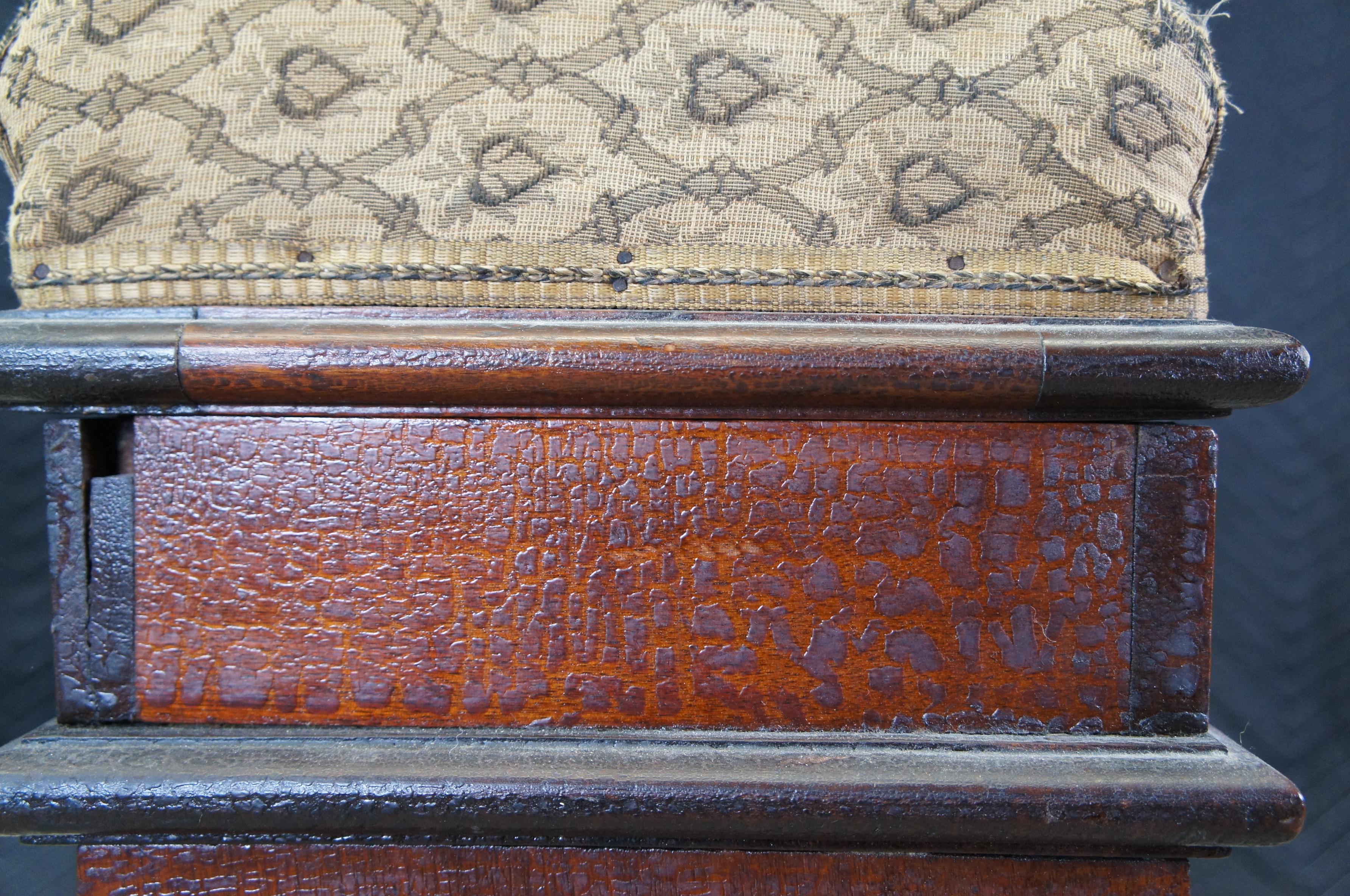Antique Victorian Walnut Flip Top Piano Stool Storage Bench Seat Carved Fretwork 1
