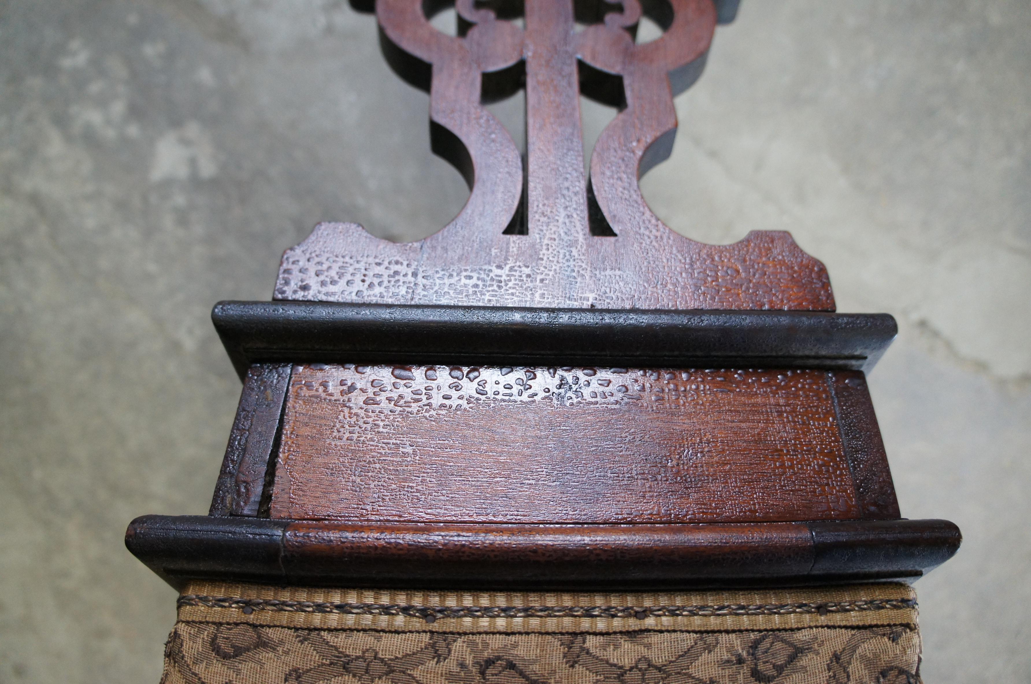 Antique Victorian Walnut Flip Top Piano Stool Storage Bench Seat Carved Fretwork 3