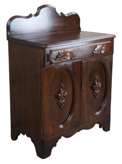 Antique Victorian Walnut Fruit Nut Berry Parlor Washstand Cabinet Side Table