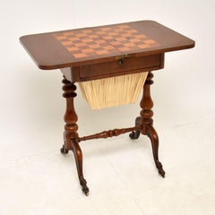 Antique Victorian Walnut Games / Chess Table