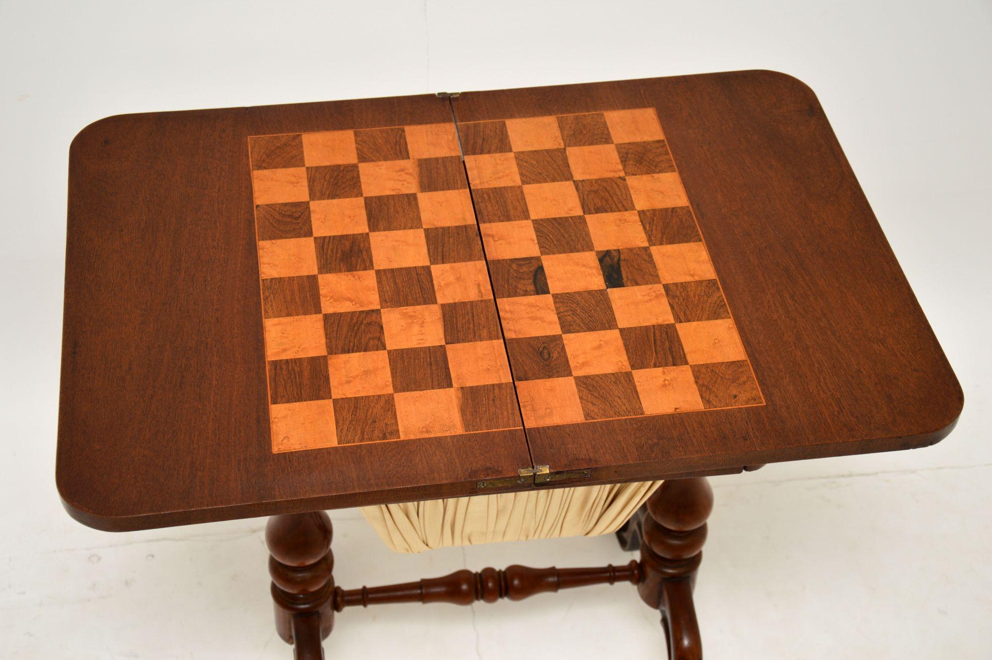 English Antique Victorian Walnut Games / Chess Table