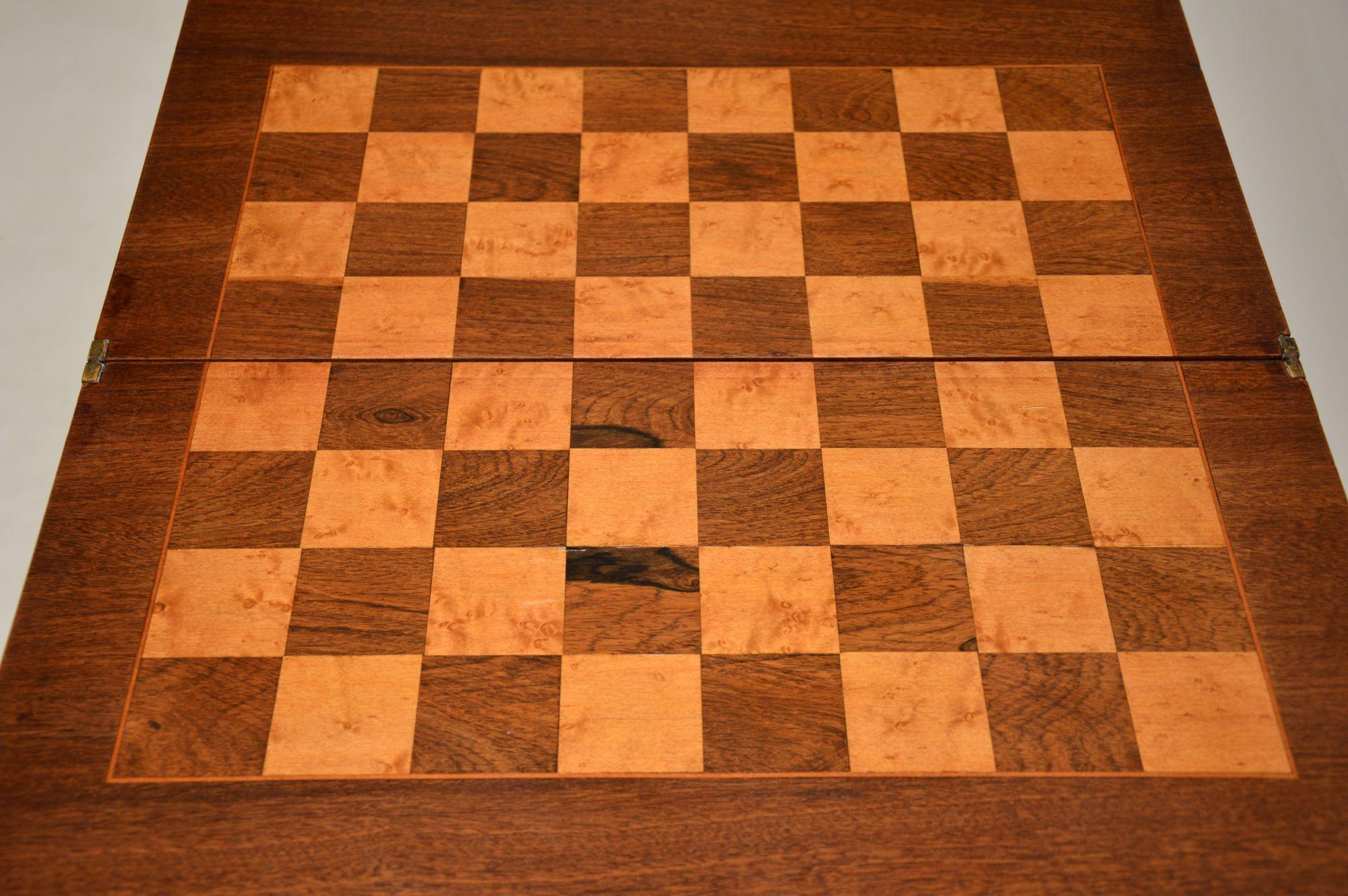 Antique Victorian Walnut Games / Chess Table 3