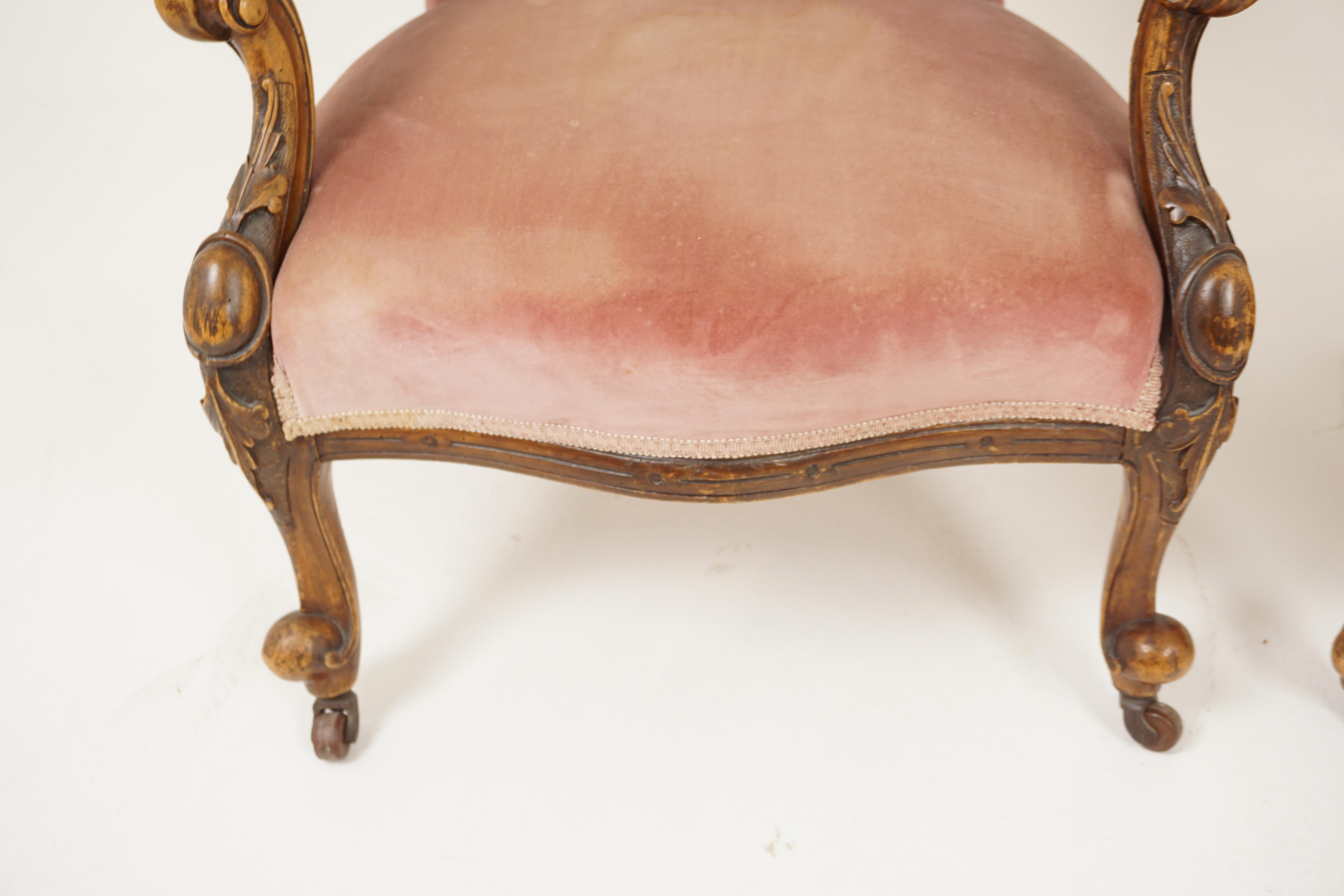 Late 19th Century Antique Victorian Walnut Gentleman's Upholstered Armchair, Scotland 1880, H1151