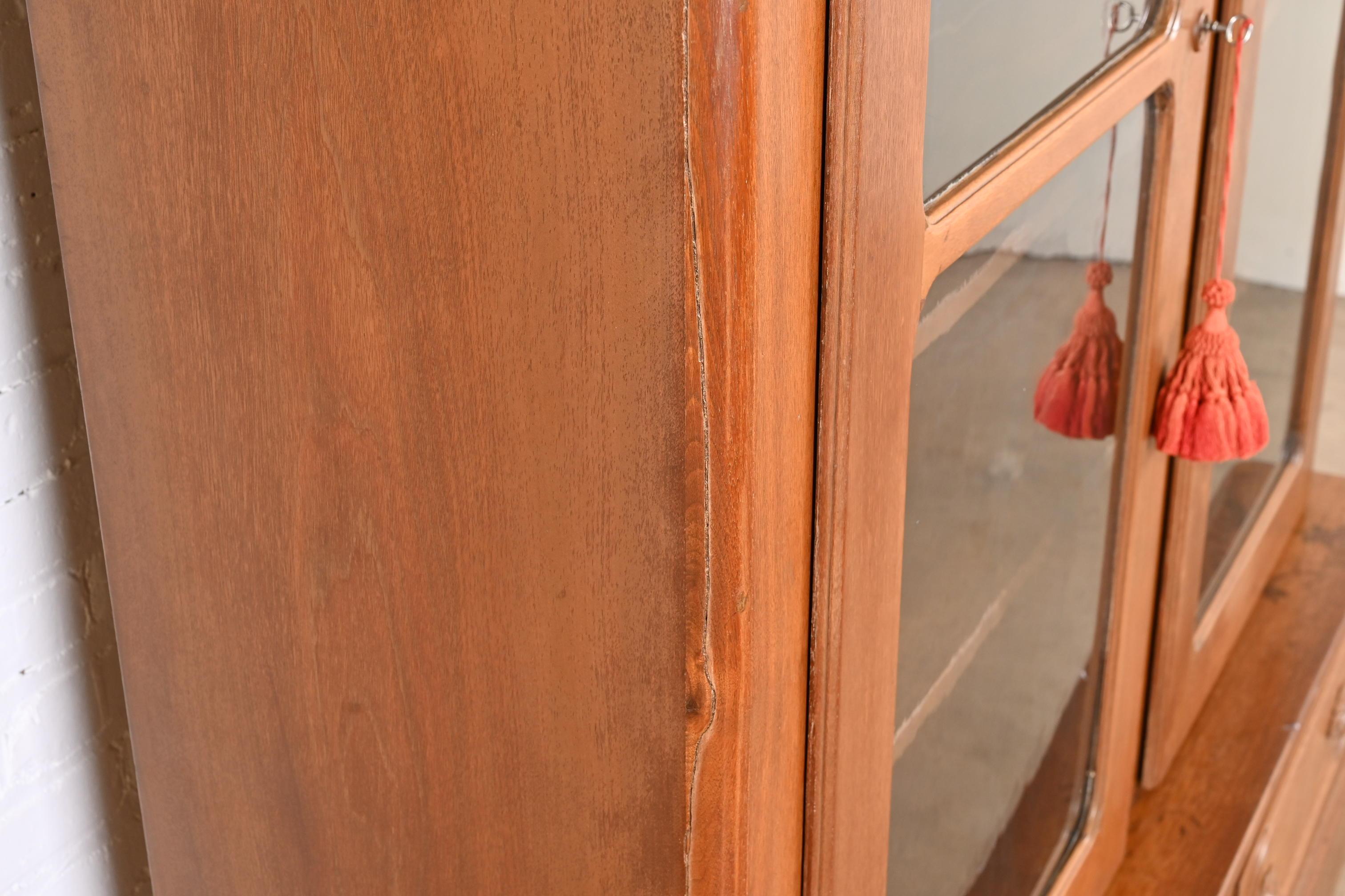 Antique Victorian Walnut Glass Front Bookcase Cabinet, Circa 1880s 10