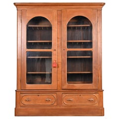 Retro Victorian Walnut Glass Front Bookcase Cabinet, Circa 1880s