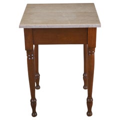 Antike viktorianische Nussbaum Granit Parlor Side End Tabelle Pedestal Skulptur Stand