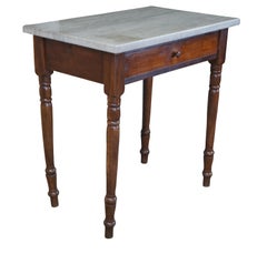 Antique Victorian Walnut Granite Top Hall End Console Table Washstand Desk 28"