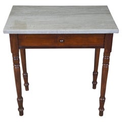 Antique Victorian Walnut Granite Top Hall End Console Table Washstand Desk 28"
