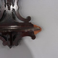 Antique Victorian Walnut Hanging Hall Mirror With Four Shelves c1890